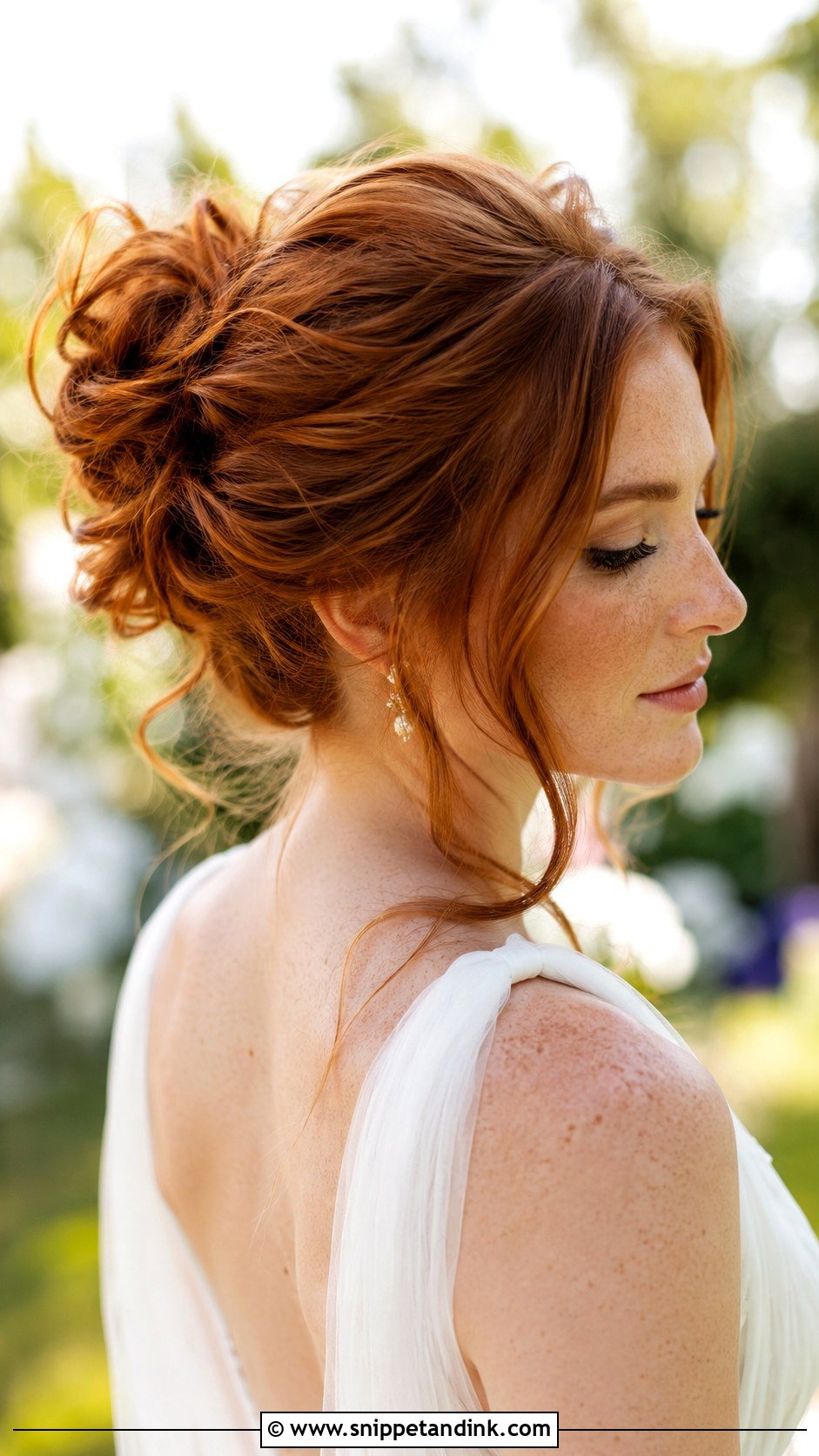 Auburn Hair Messy Bun - Snippet and Ink - 25 Ginger Wedding Hair Ideas