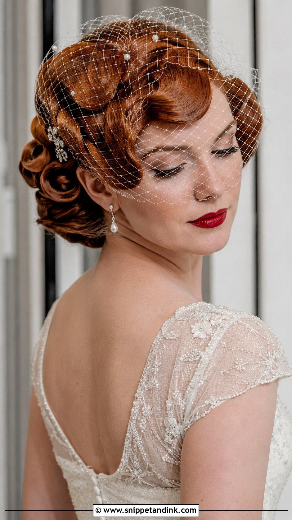 Auburn Hair Vintage Updo - Snippet and Ink - 25 Ginger Wedding Hair Ideas