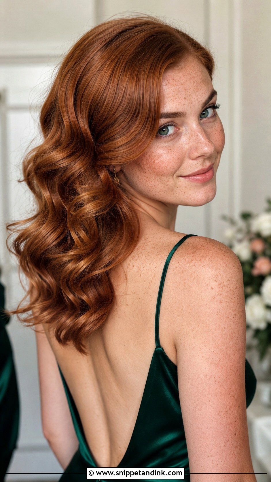 Auburn Hollywood Waves Bridesmaid Hair - Snippet and Ink - 20 Hollywood Waves Bridesmaid Ideas