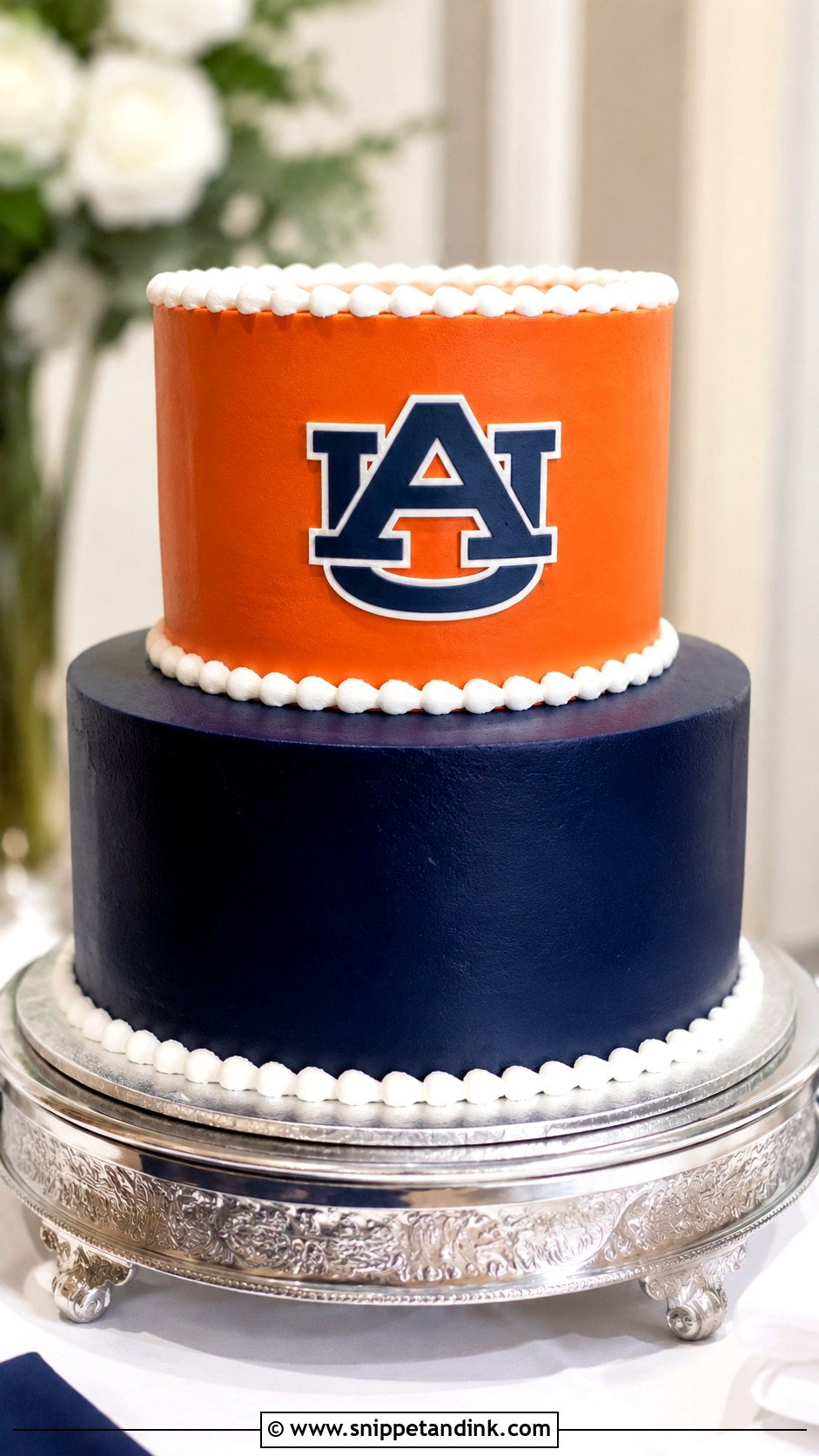 Auburn Orange And Blue Groom Cake - Snippet and Ink - 20 Auburn Wedding Groom Cake Ideas
