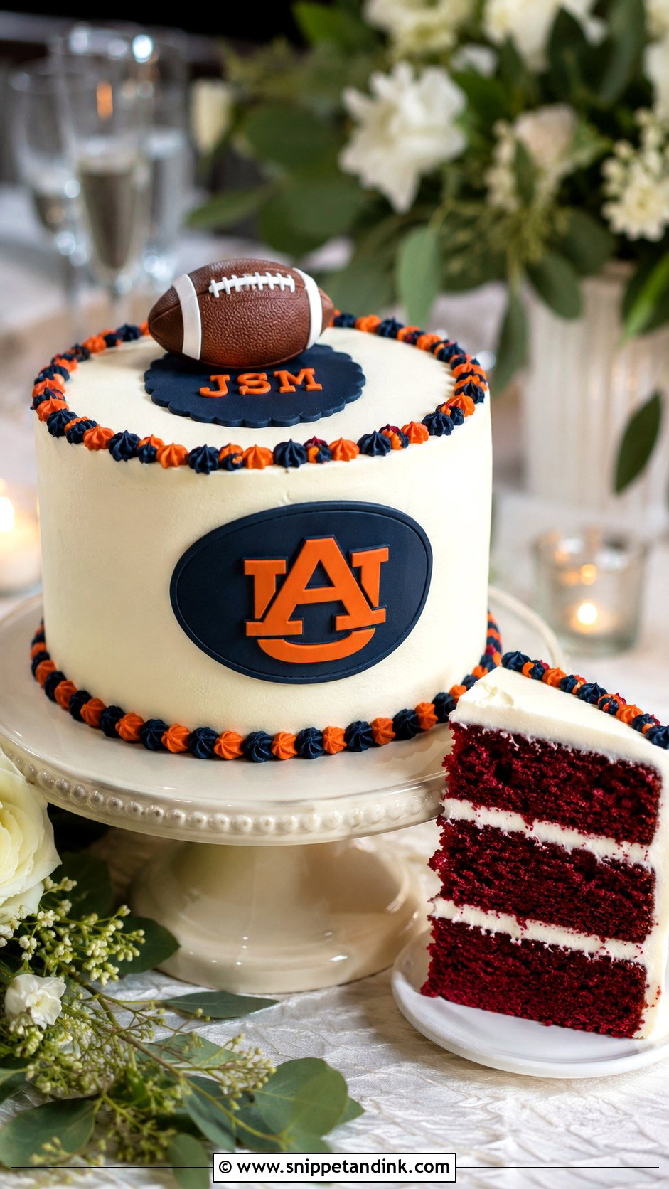 Auburn Red Velvet Groom Cake - Snippet and Ink - 20 Auburn Wedding Groom Cake Ideas