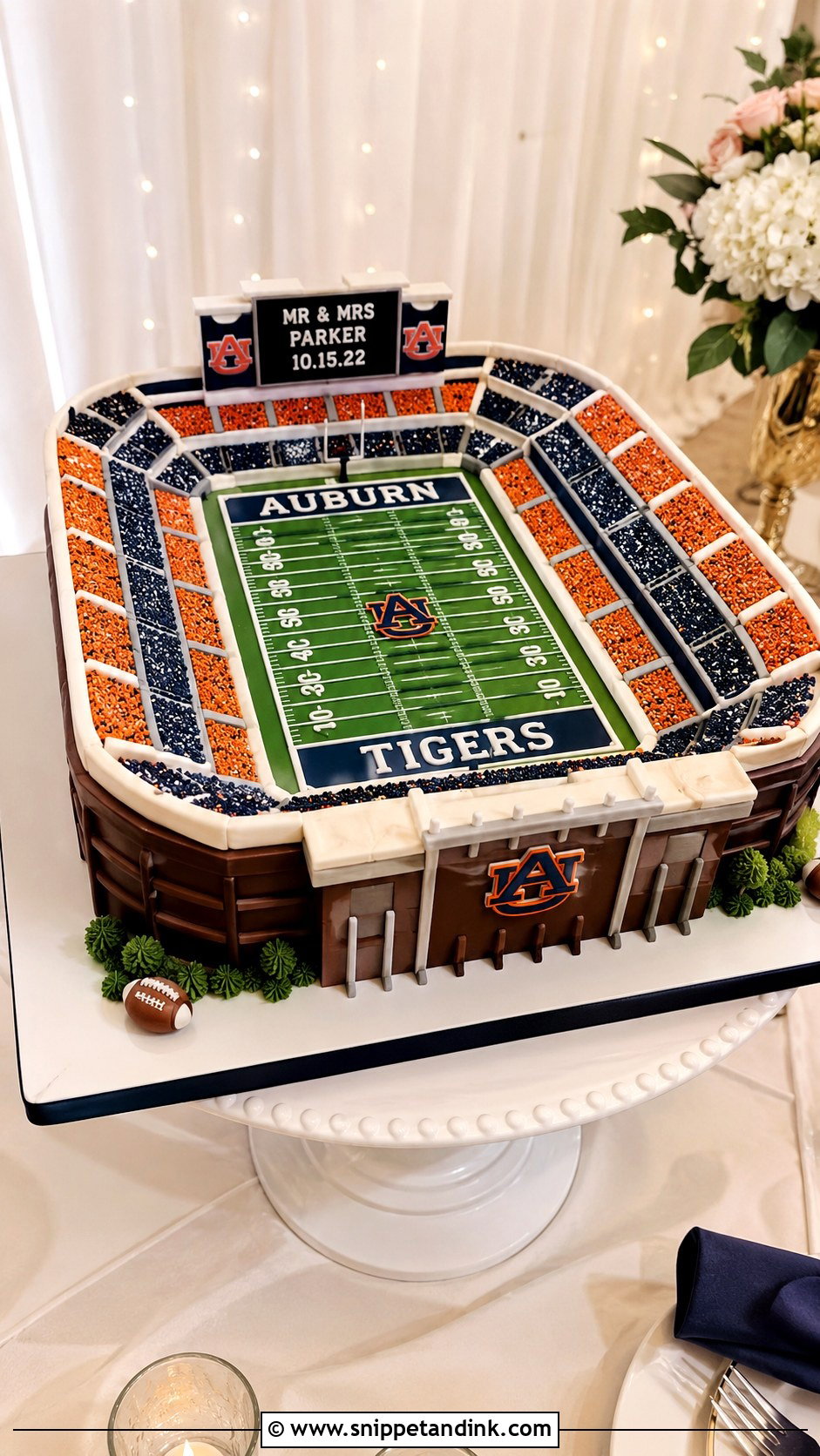 Auburn Stadium Groom Cake - Snippet and Ink - 20 Auburn Wedding Groom Cake Ideas