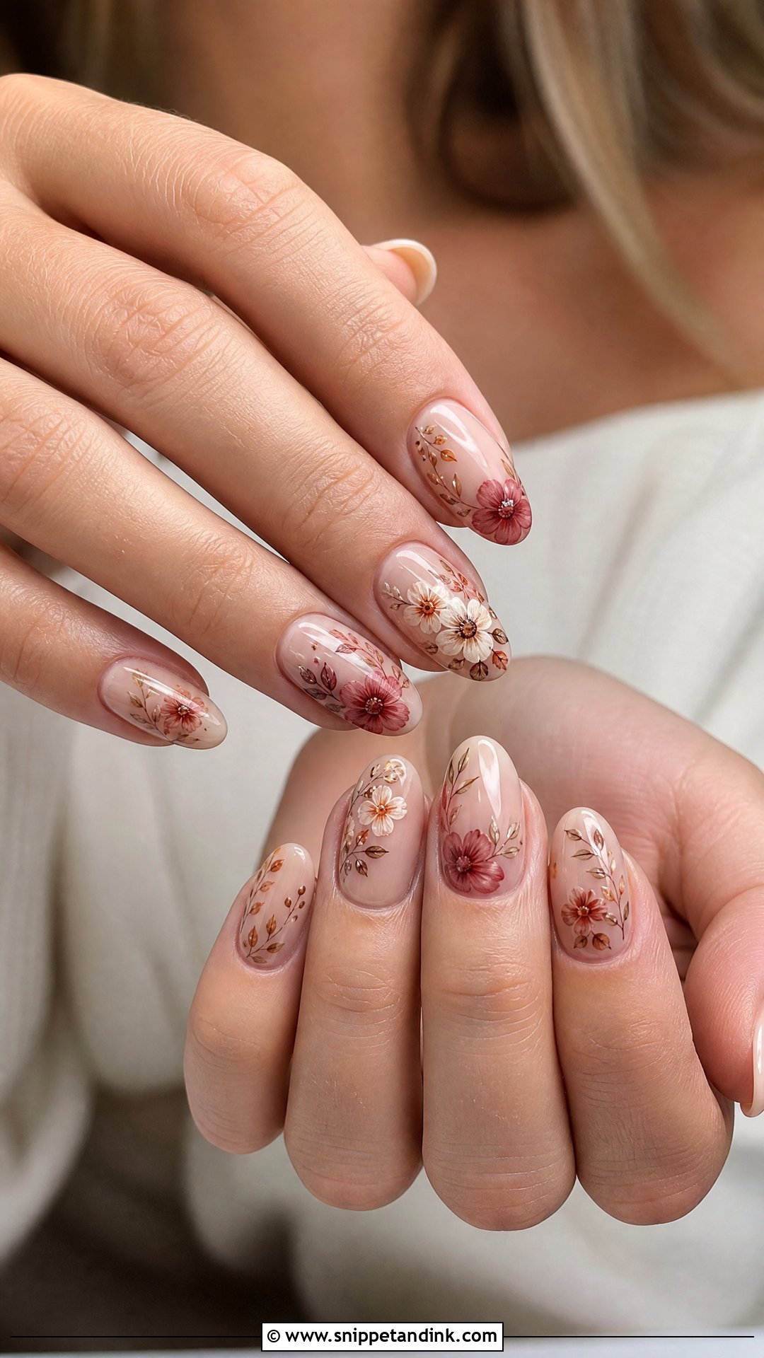 Autumn Floral Fall Bridal Nails - Snippet and Ink - 25 Fall Bridal Nails