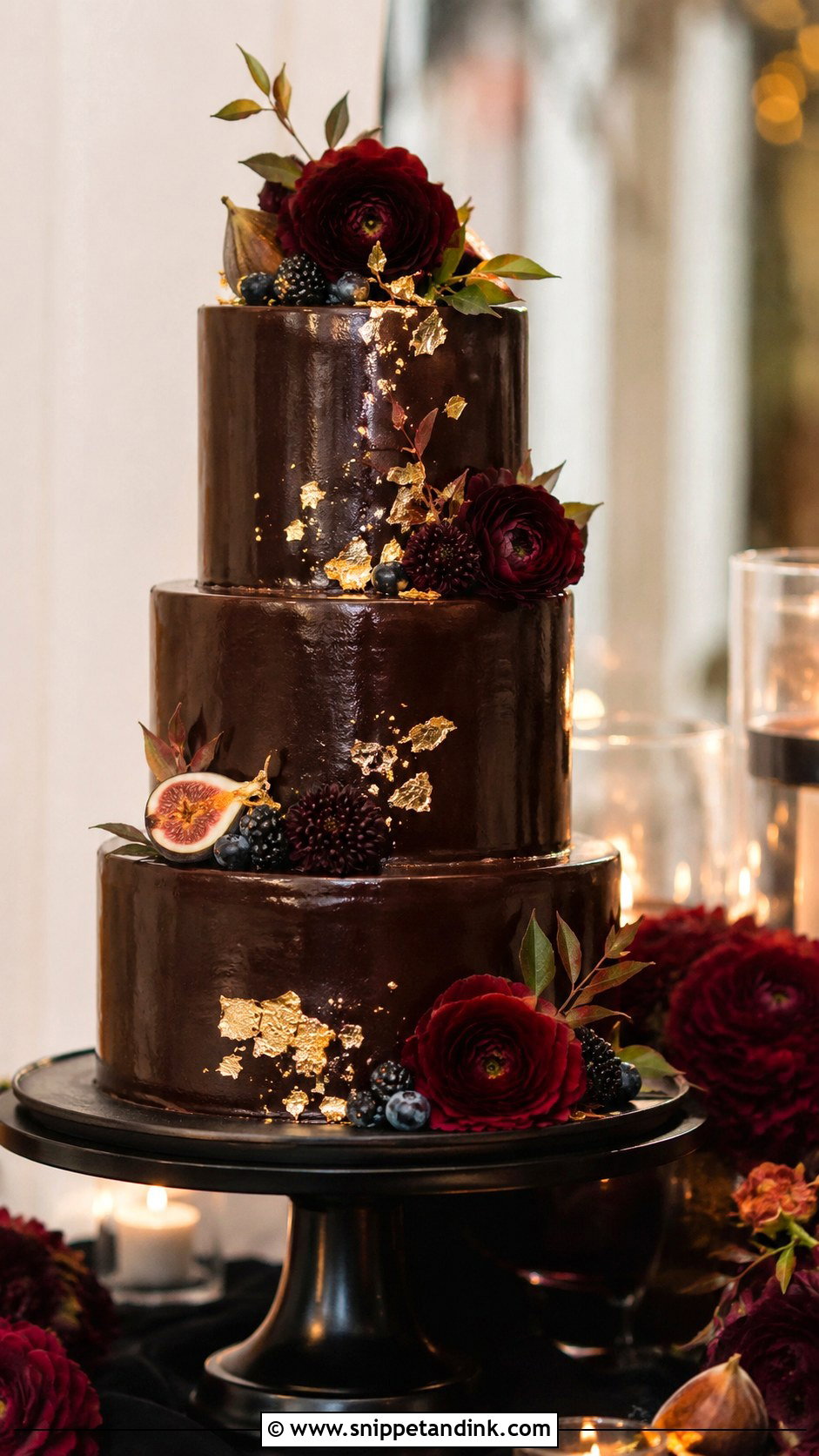 Autumn Wedding Cake With Chocolate Ganache - Snippet and Ink - 20 Autumn Wedding Cake Ideas