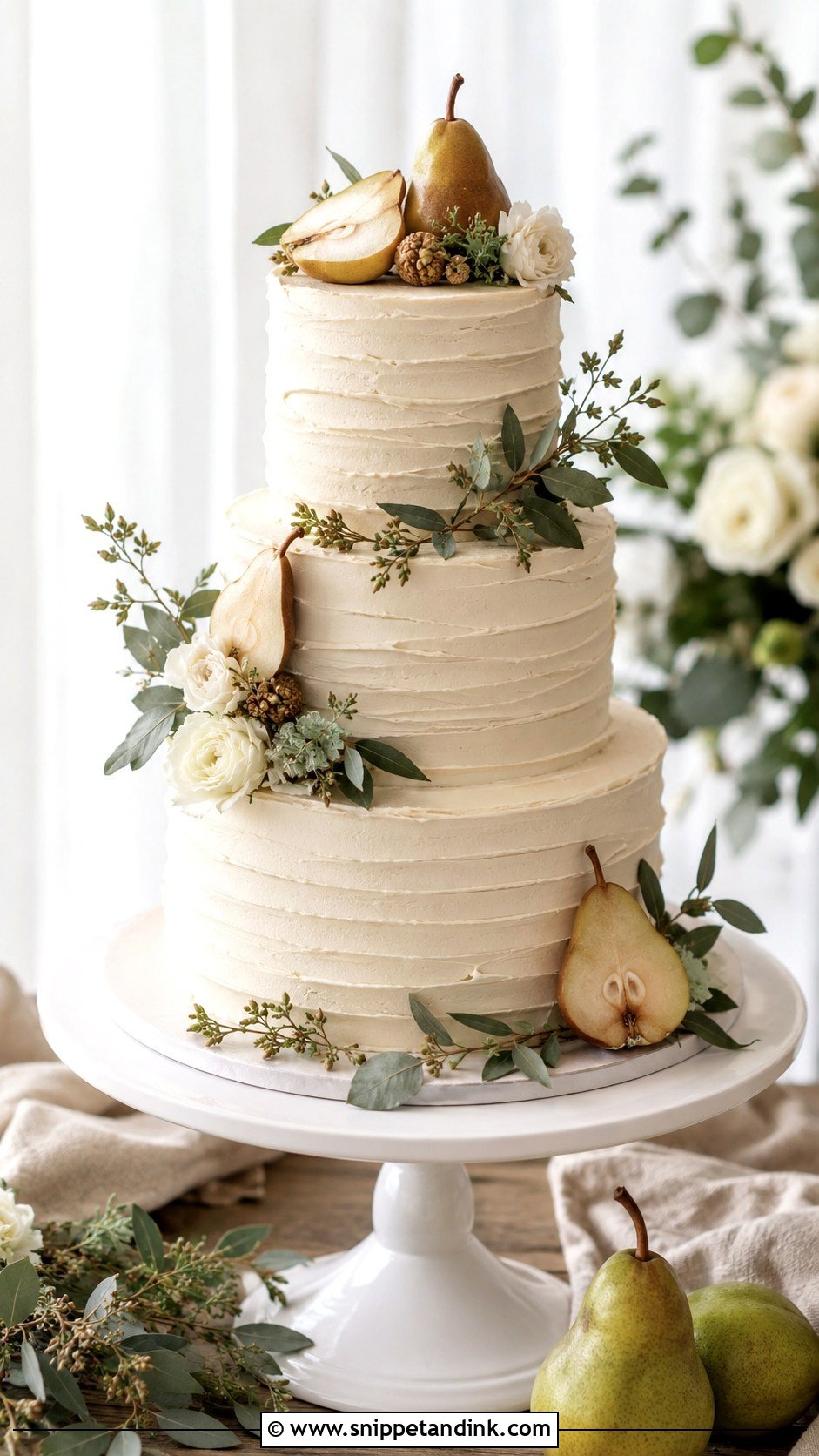 Autumn Wedding Cake With Pears - Snippet and Ink - 20 Autumn Wedding Cake Ideas