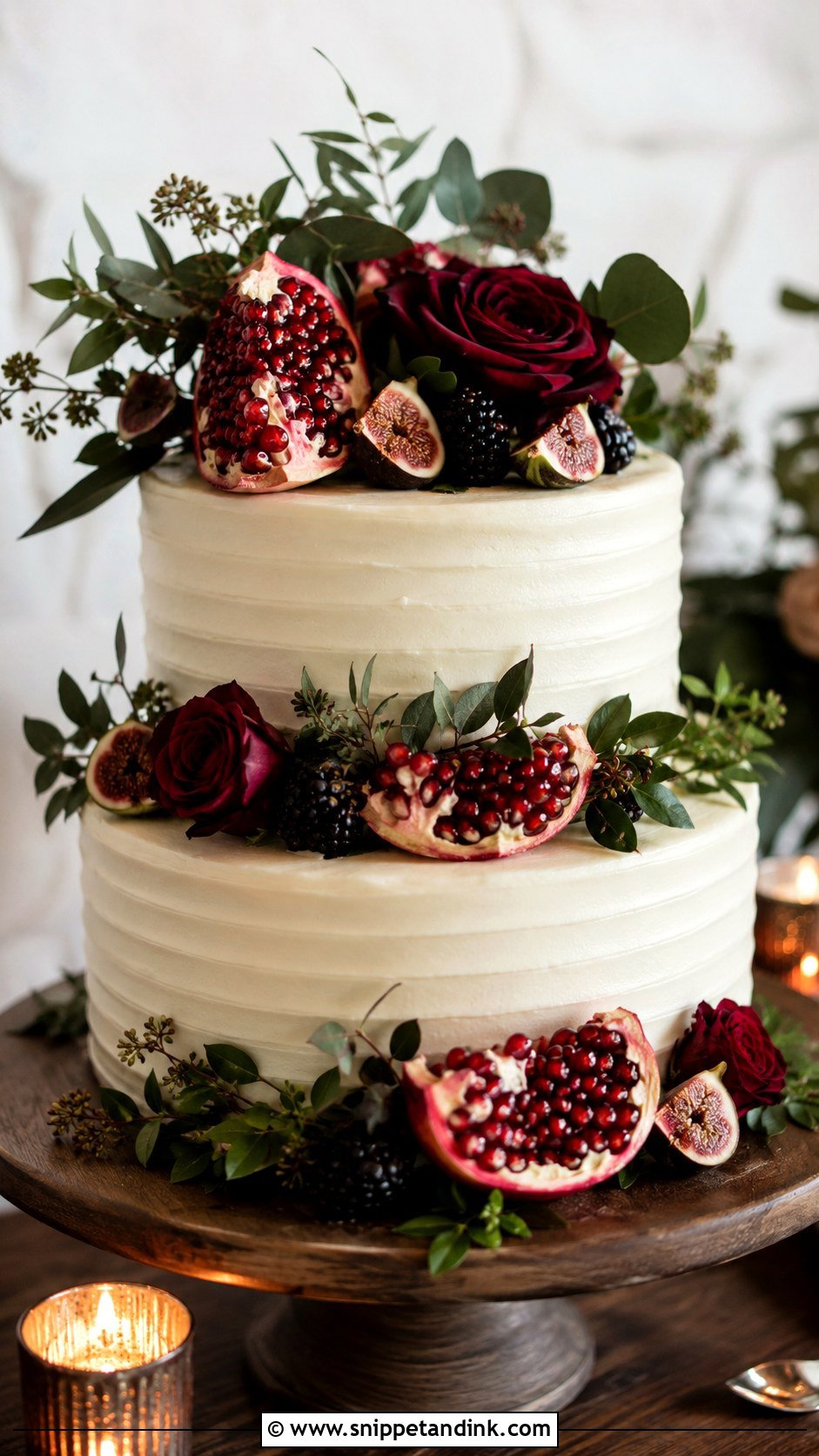 Autumn Wedding Cake With Pomegranate - Snippet and Ink - 20 Autumn Wedding Cake Ideas