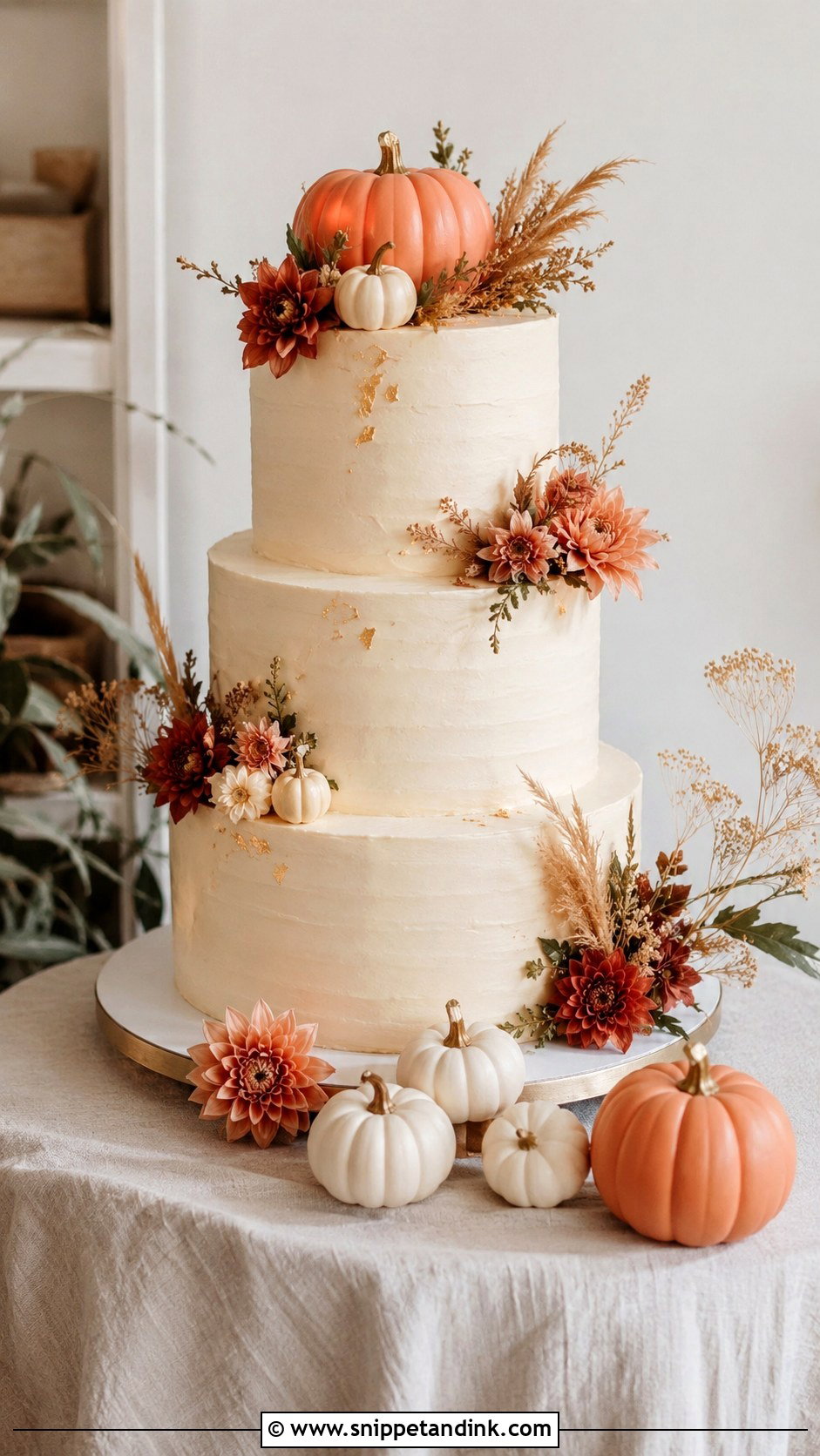 Autumn Wedding Cake With Pumpkins - Snippet and Ink - 20 Autumn Wedding Cake Ideas