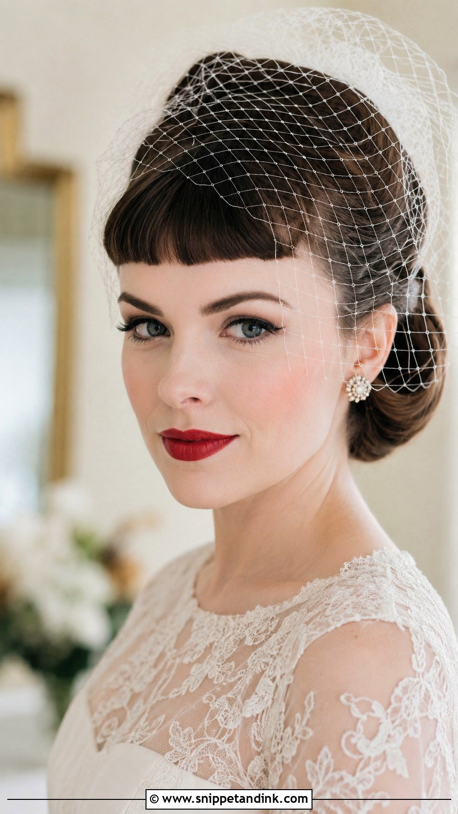 Baby Bangs With Vintage Updo - Snippet and Ink - 25 Wedding Hair Bangs Ideas