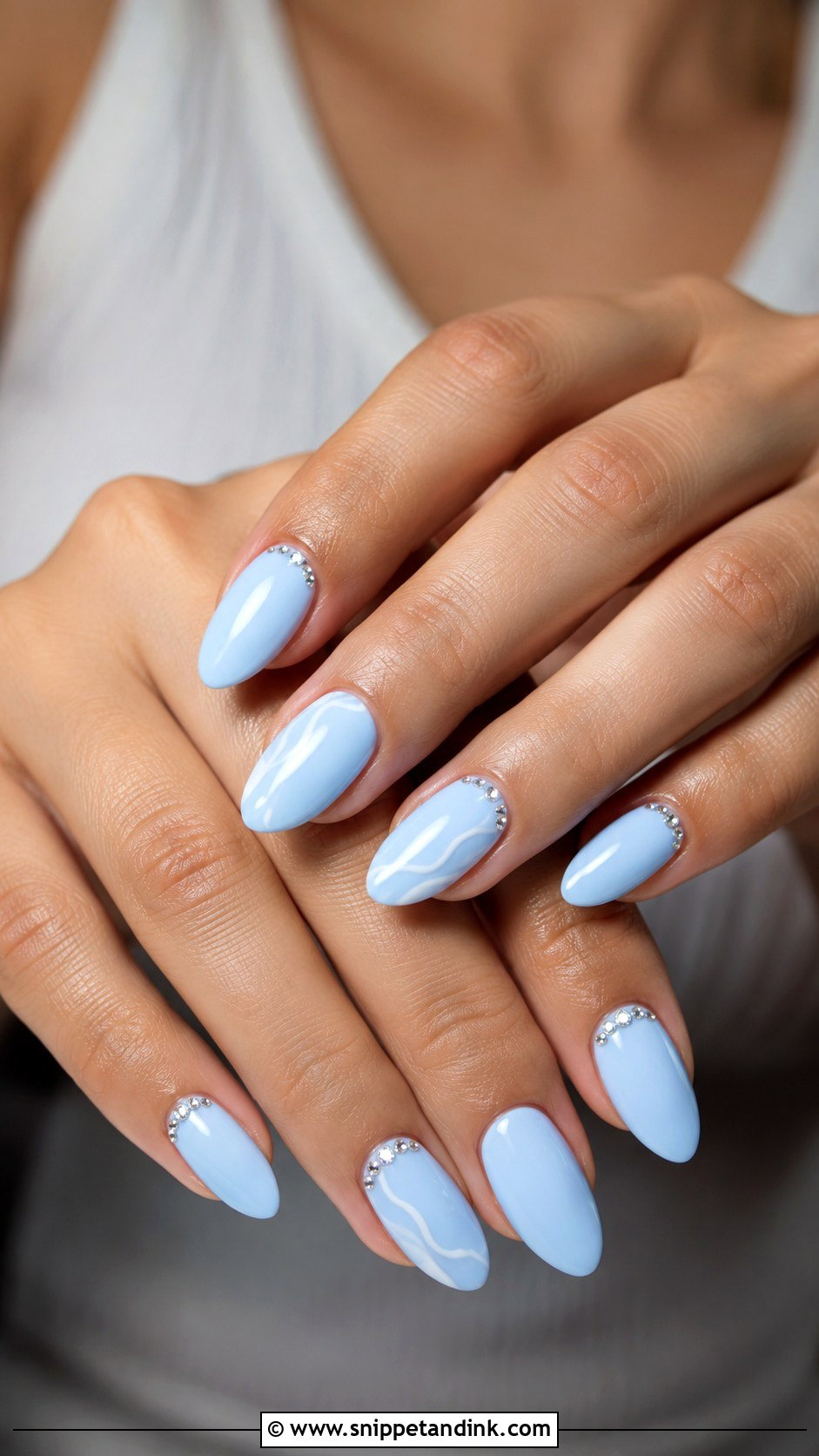 Baby Blue Almond Wedding Nails - Snippet and Ink - 20 Baby Blue Wedding Nails