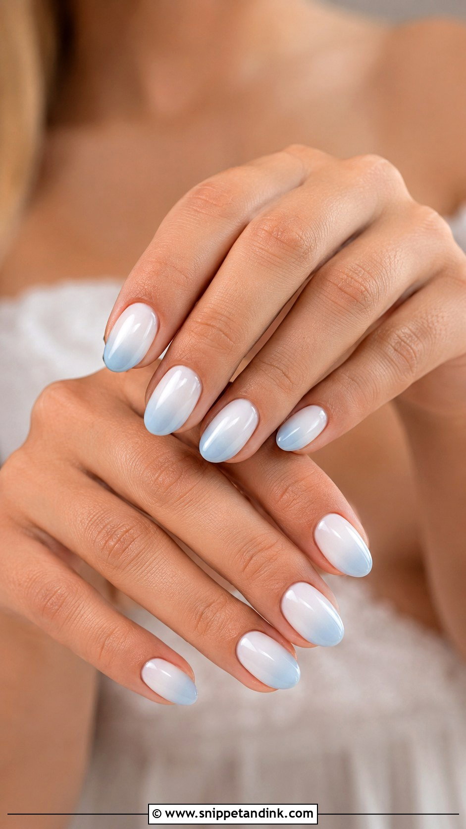 Baby Blue And White Ombre Wedding Nails - Snippet and Ink - 20 Blue and White Wedding Nails
