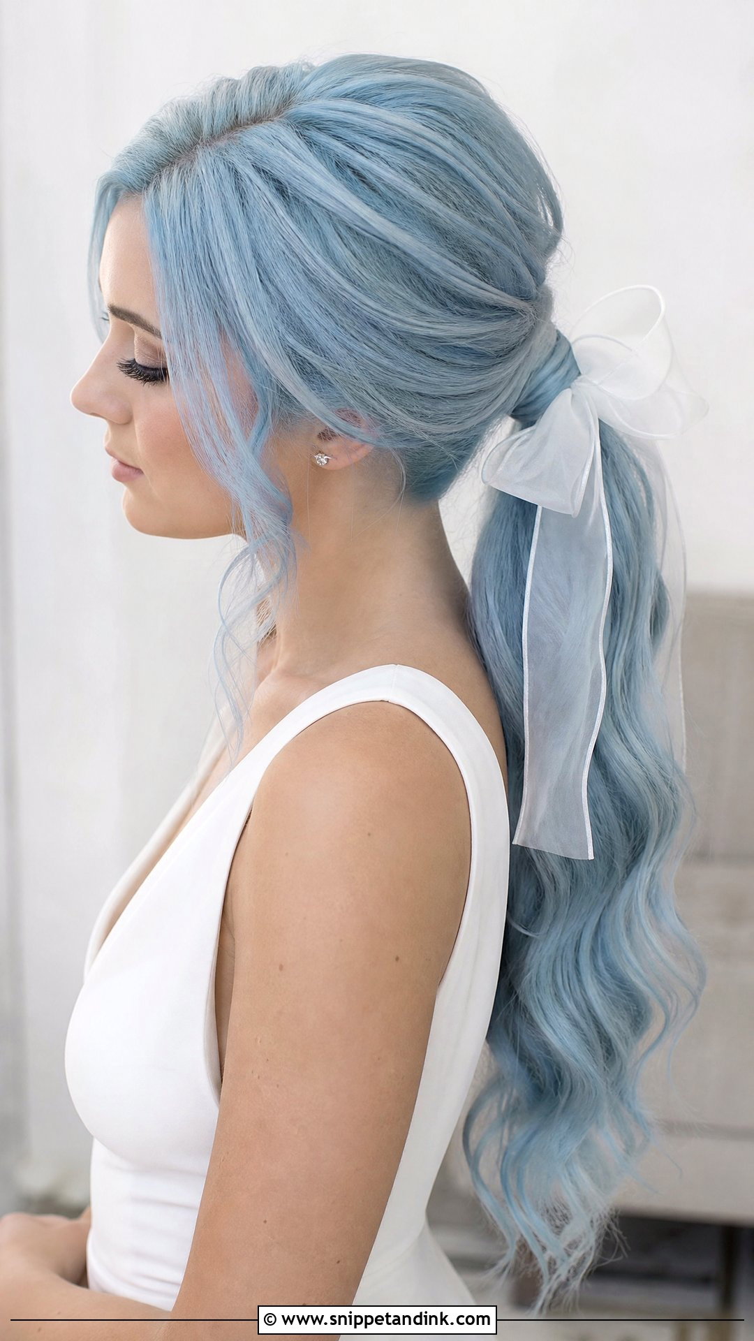 Baby Blue Bridal Ponytail - Snippet and Ink - 15 Blue Hair Bride Ideas