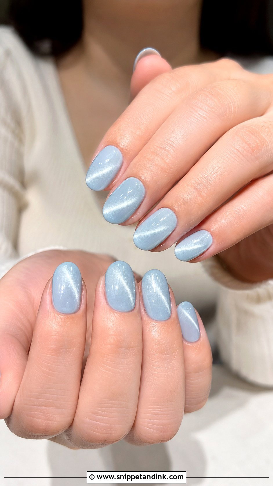 Baby Blue Cat Eye Wedding Nails - Snippet and Ink - 20 Baby Blue Wedding Nails