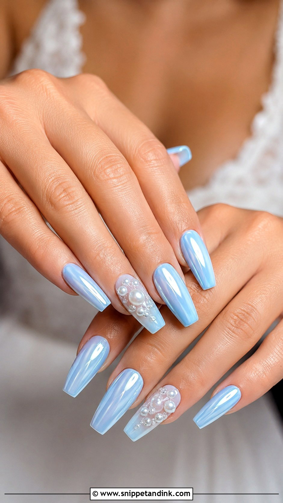 Baby Blue Coffin Wedding Nails - Snippet and Ink - 20 Baby Blue Wedding Nails