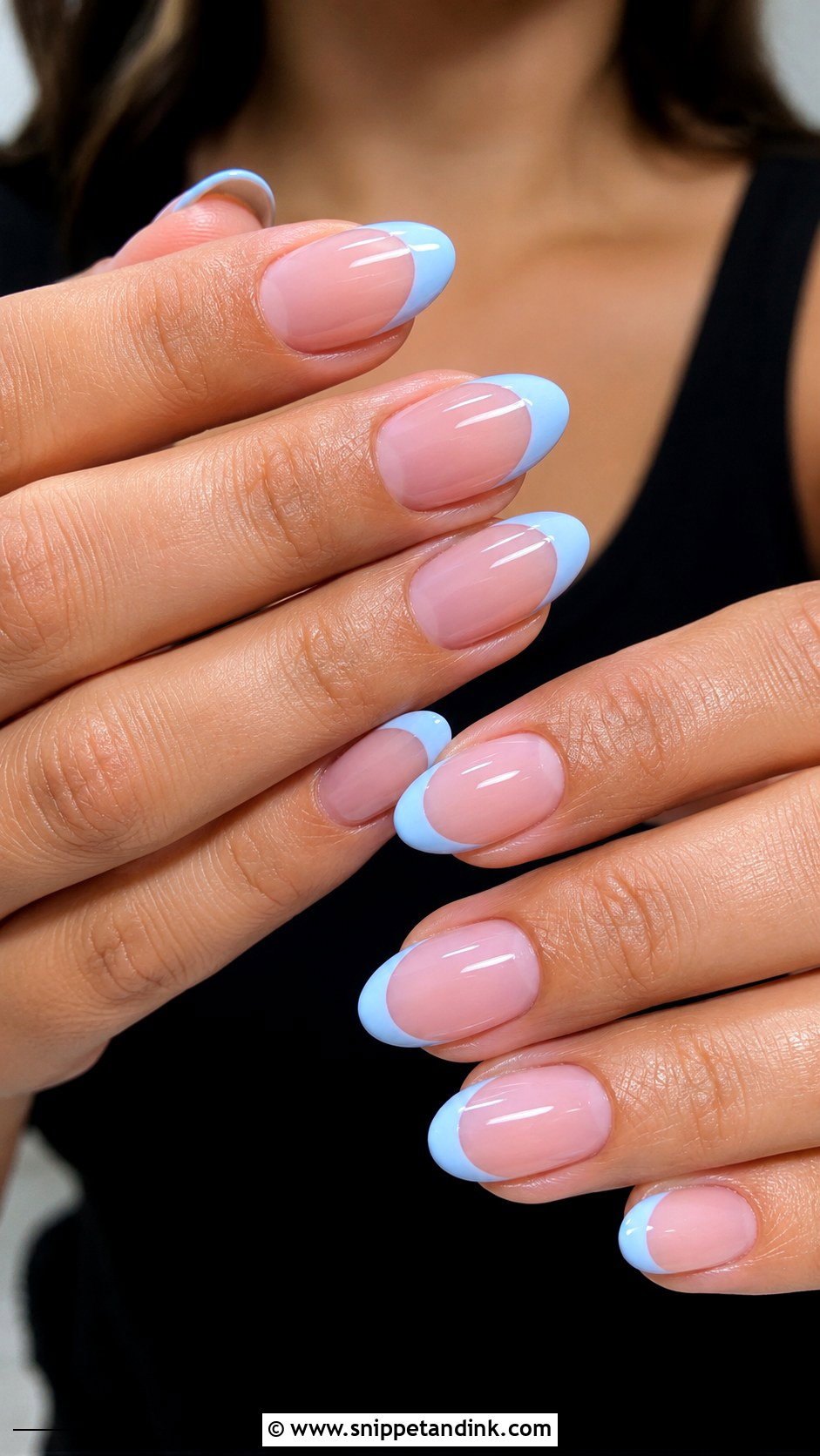 Baby Blue French Tip Nails - Snippet and Ink - 30 Wedding Guest Nails Ideas