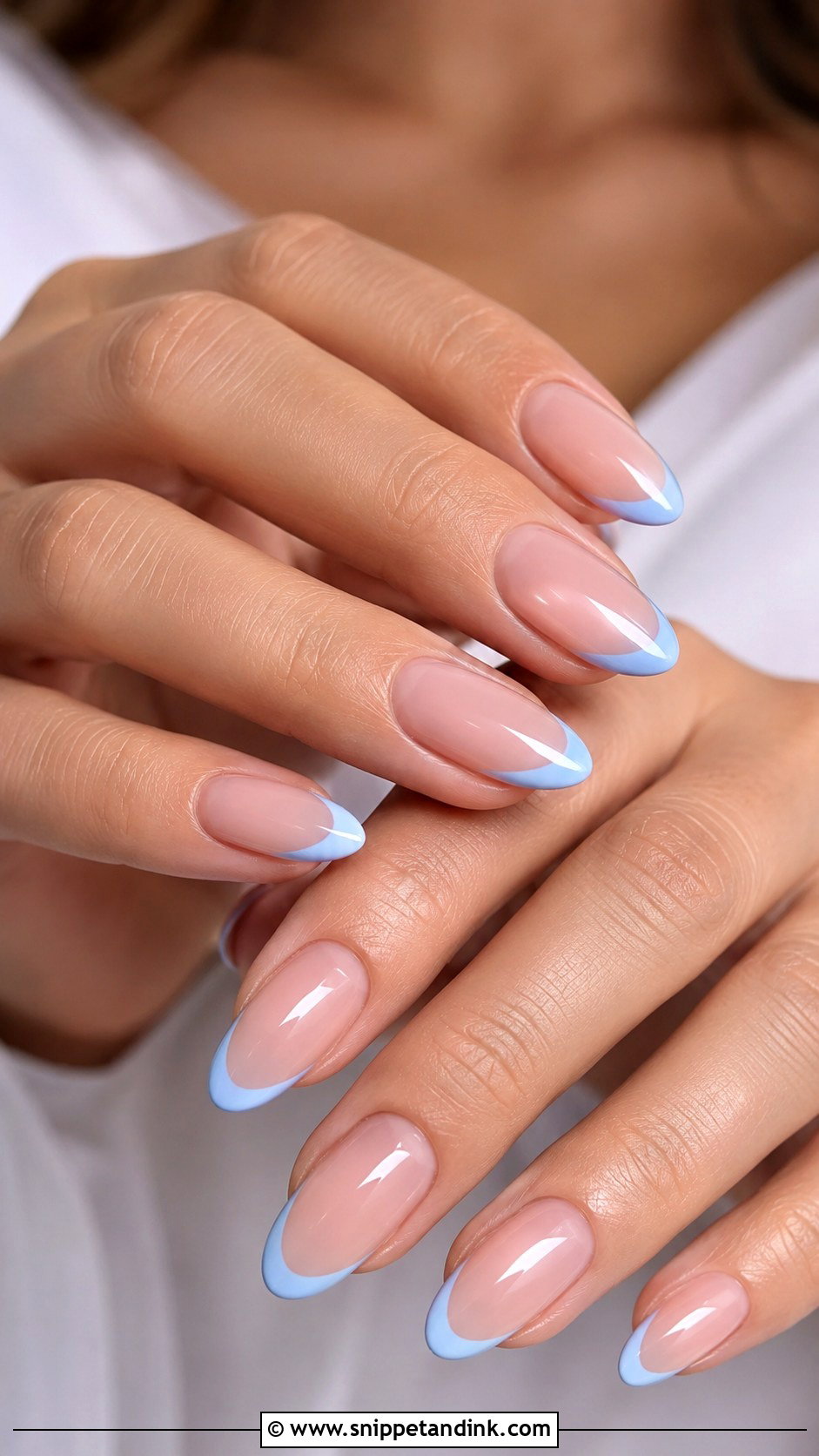 Baby Blue French Tip Wedding Nails - Snippet and Ink - 20 Something Blue Wedding Nails