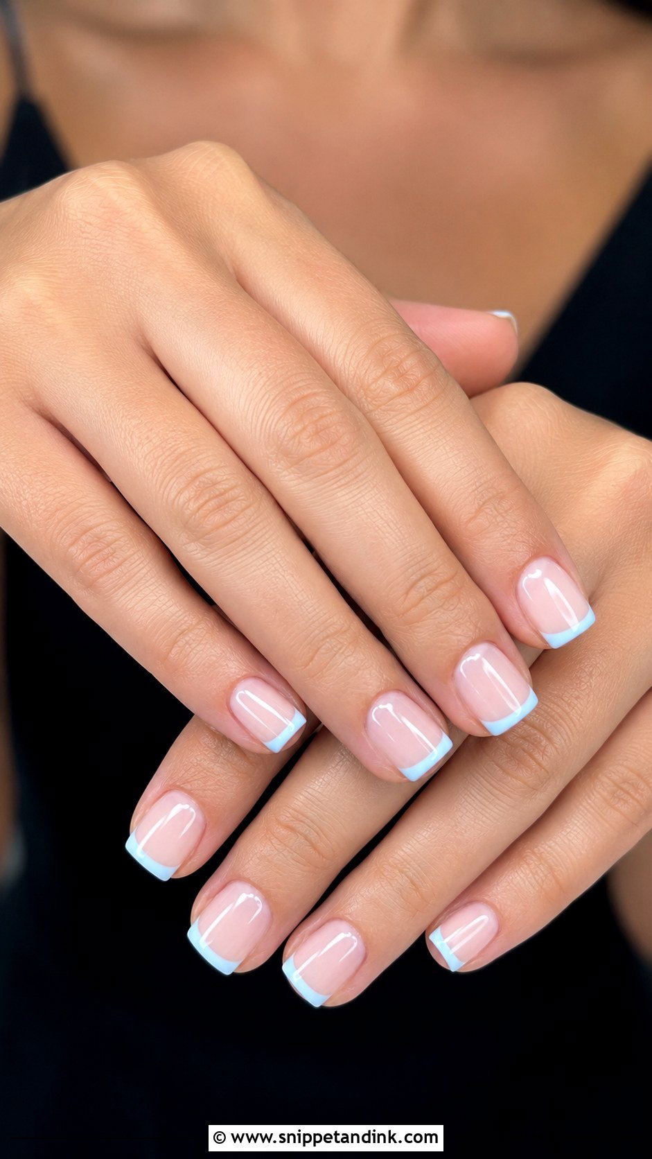 Baby Blue French Wedding Guest Nails - Snippet and Ink - 20 Wedding Guest Nail Designs