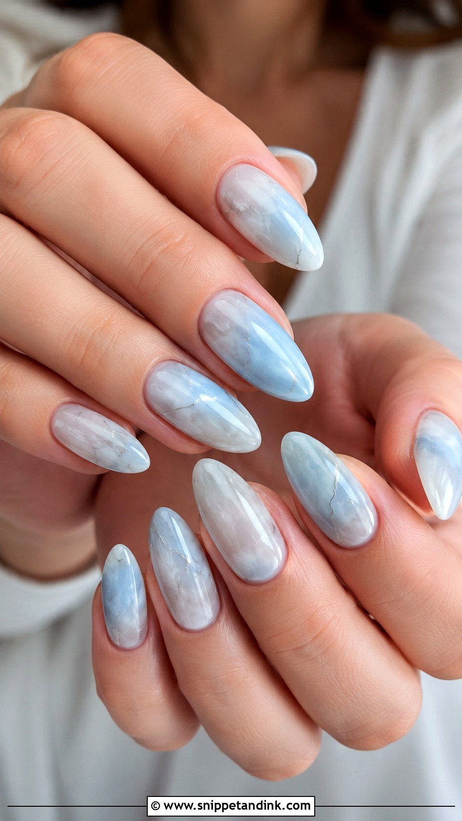 Baby Blue Marble Wedding Nails - Snippet and Ink - 20 Baby Blue Wedding Nails