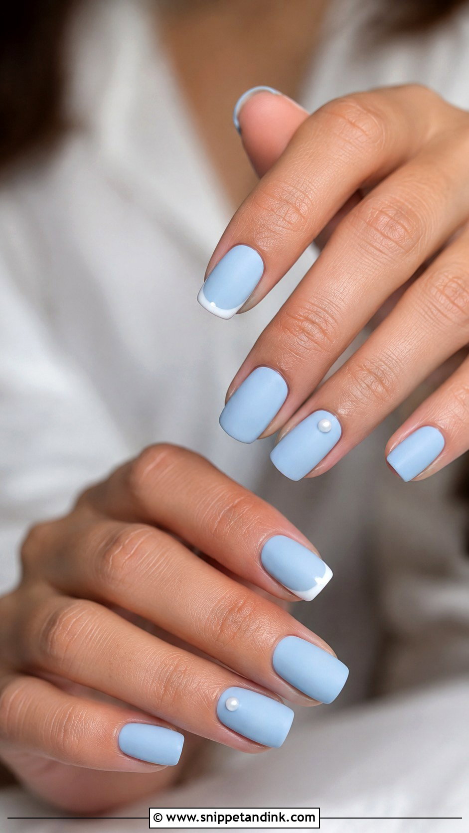 Baby Blue Matte Wedding Nails - Snippet and Ink - 20 Baby Blue Wedding Nails