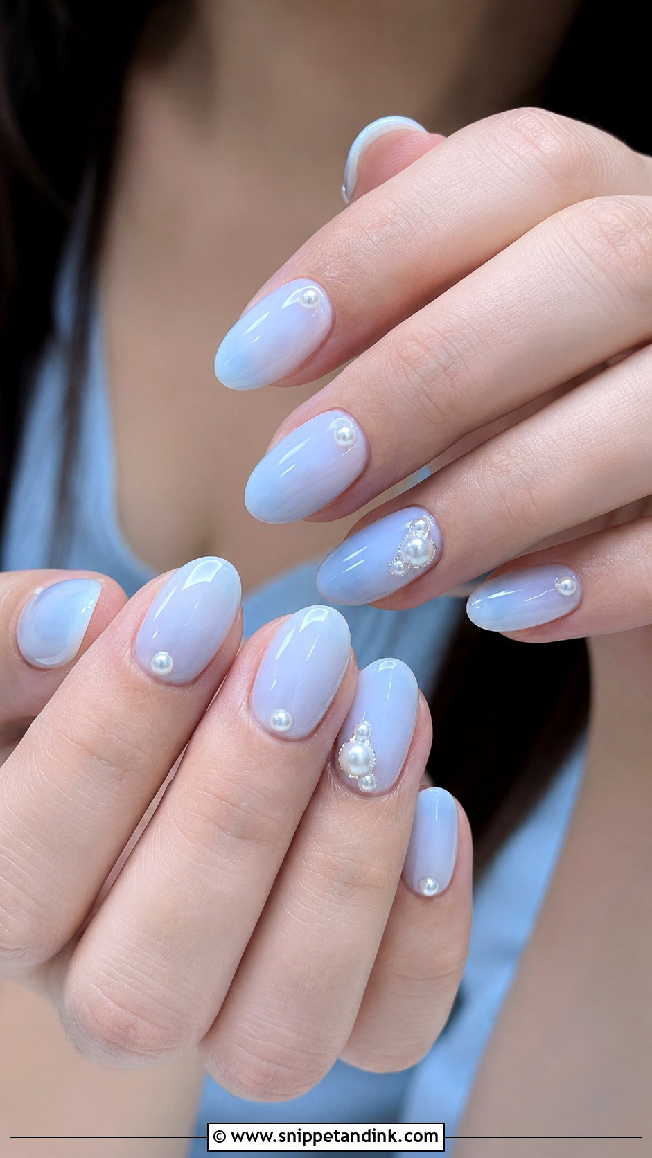 Baby Blue Pearl Wedding Nails - Snippet and Ink - 20 Baby Blue Wedding Nails