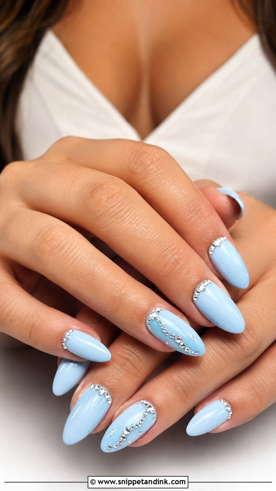 Baby Blue Rhinestone Wedding Nails - Snippet and Ink - 20 Baby Blue Wedding Nails