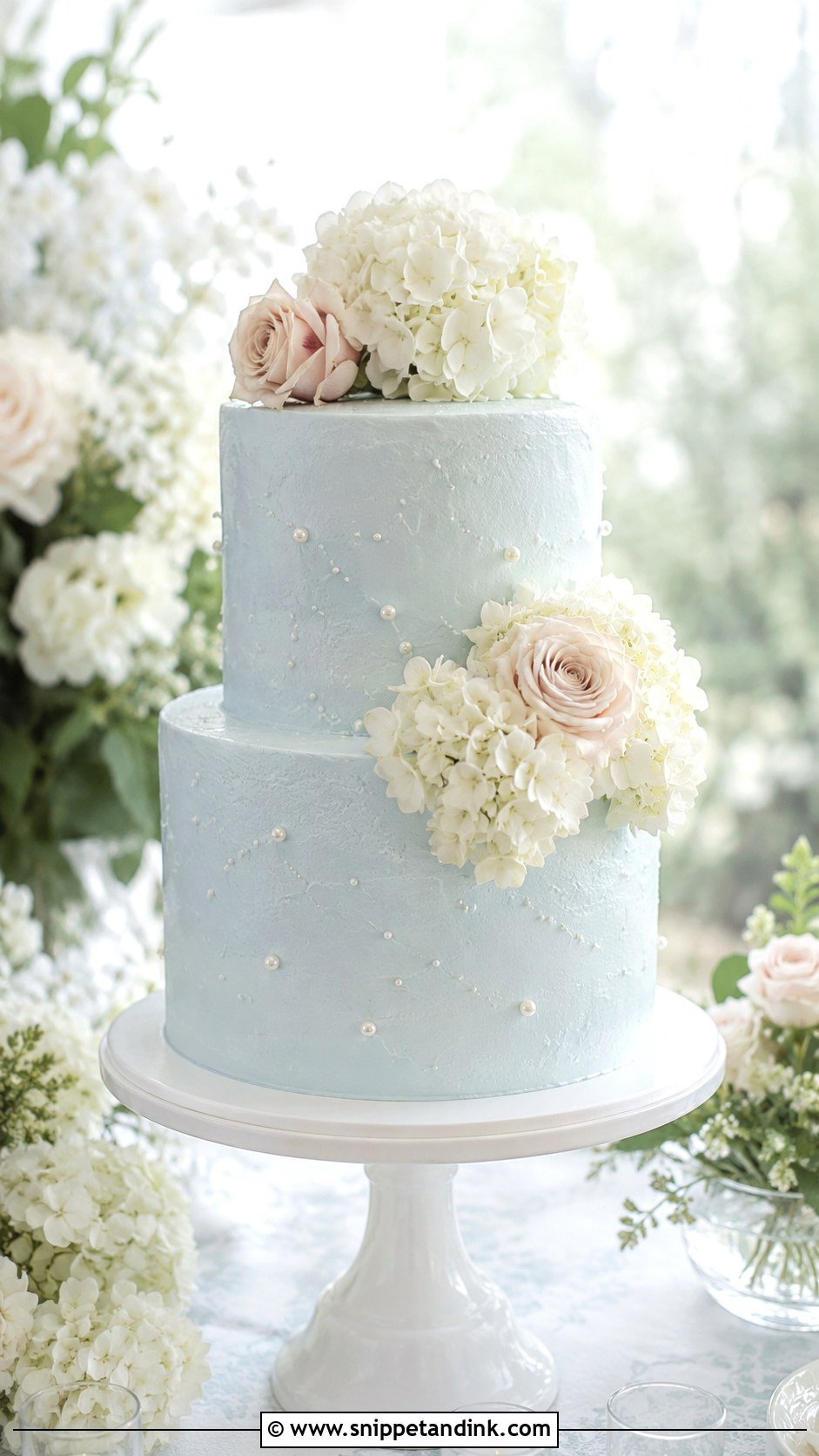 Baby Blue Two Tier Wedding Cake - Snippet and Ink - 20 Blue Two Tier Cake Ideas for Wedding