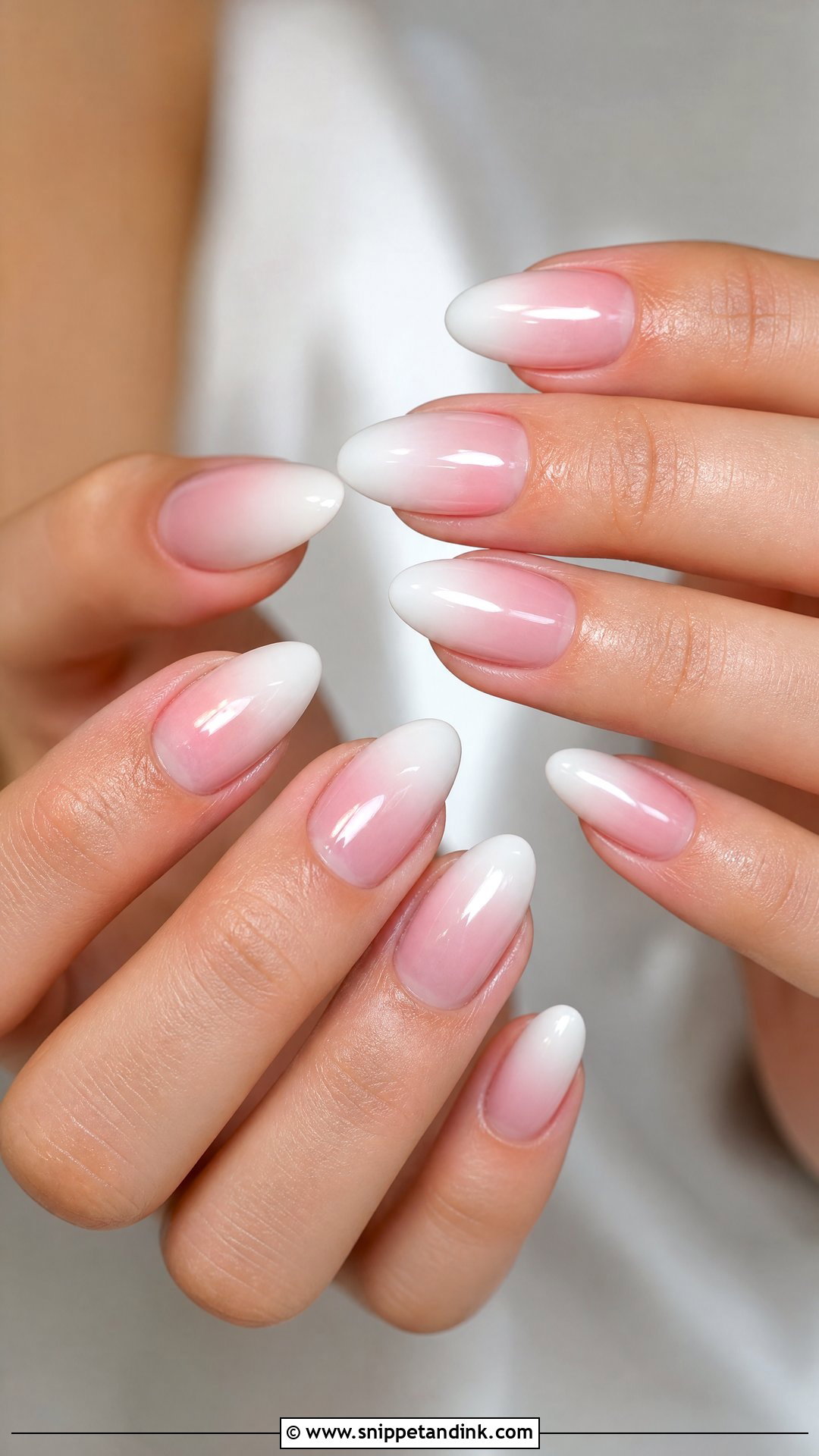 Baby Boomer Almond Bridal Nails - Snippet and Ink - 25 Almond Bridal Nails