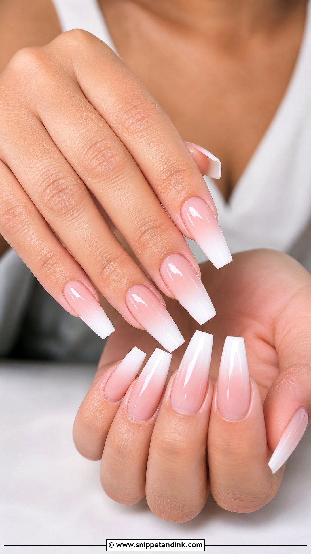 Baby Boomer Coffin Wedding Nails - Snippet and Ink - 25 Coffin Wedding Nails