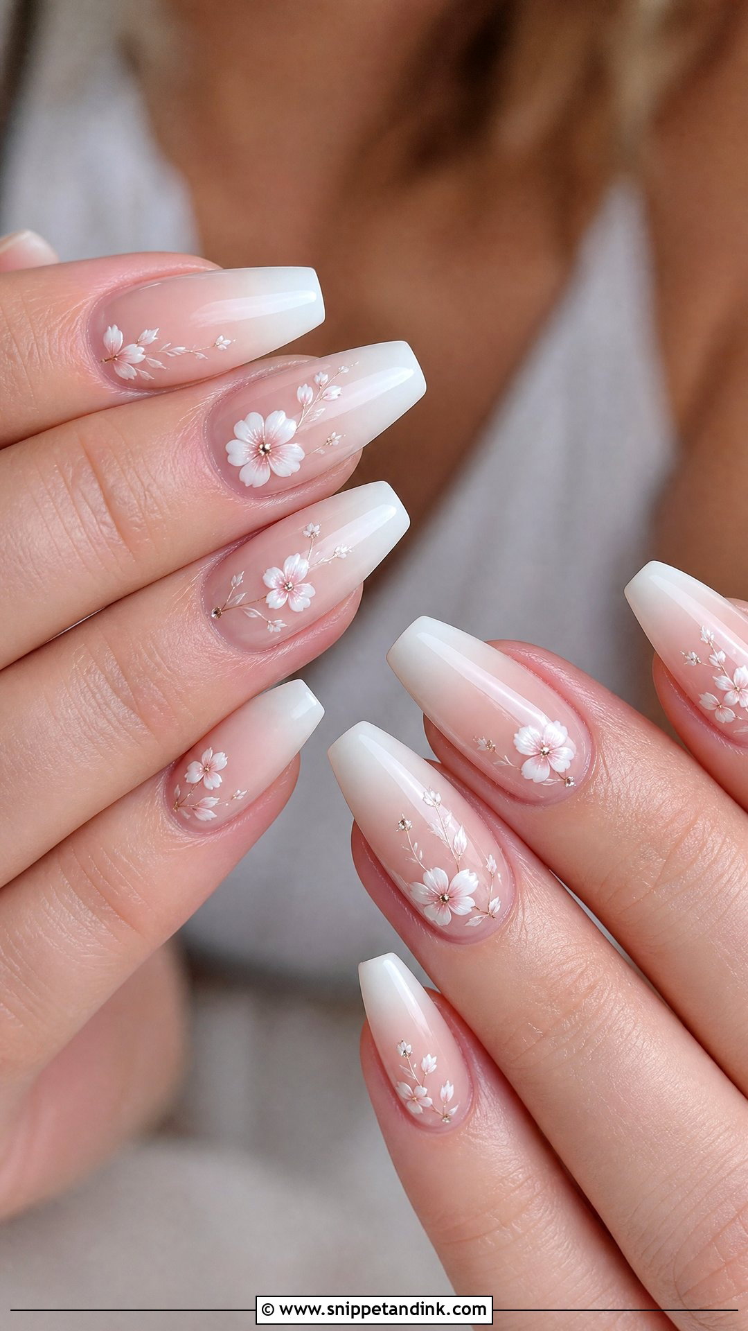 Baby Boomer Floral Wedding Nails - Snippet and Ink - 25 Floral Wedding Nails