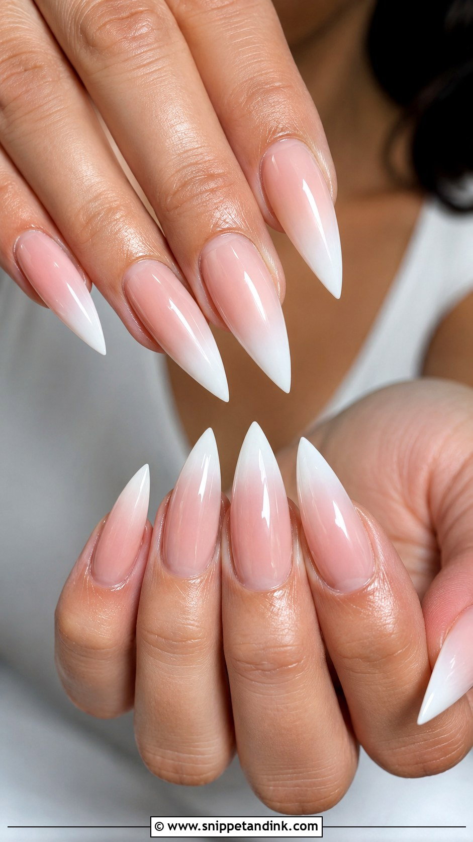 Baby Boomer Stiletto Wedding Nails - Snippet and Ink - 20 Stiletto Wedding Nails
