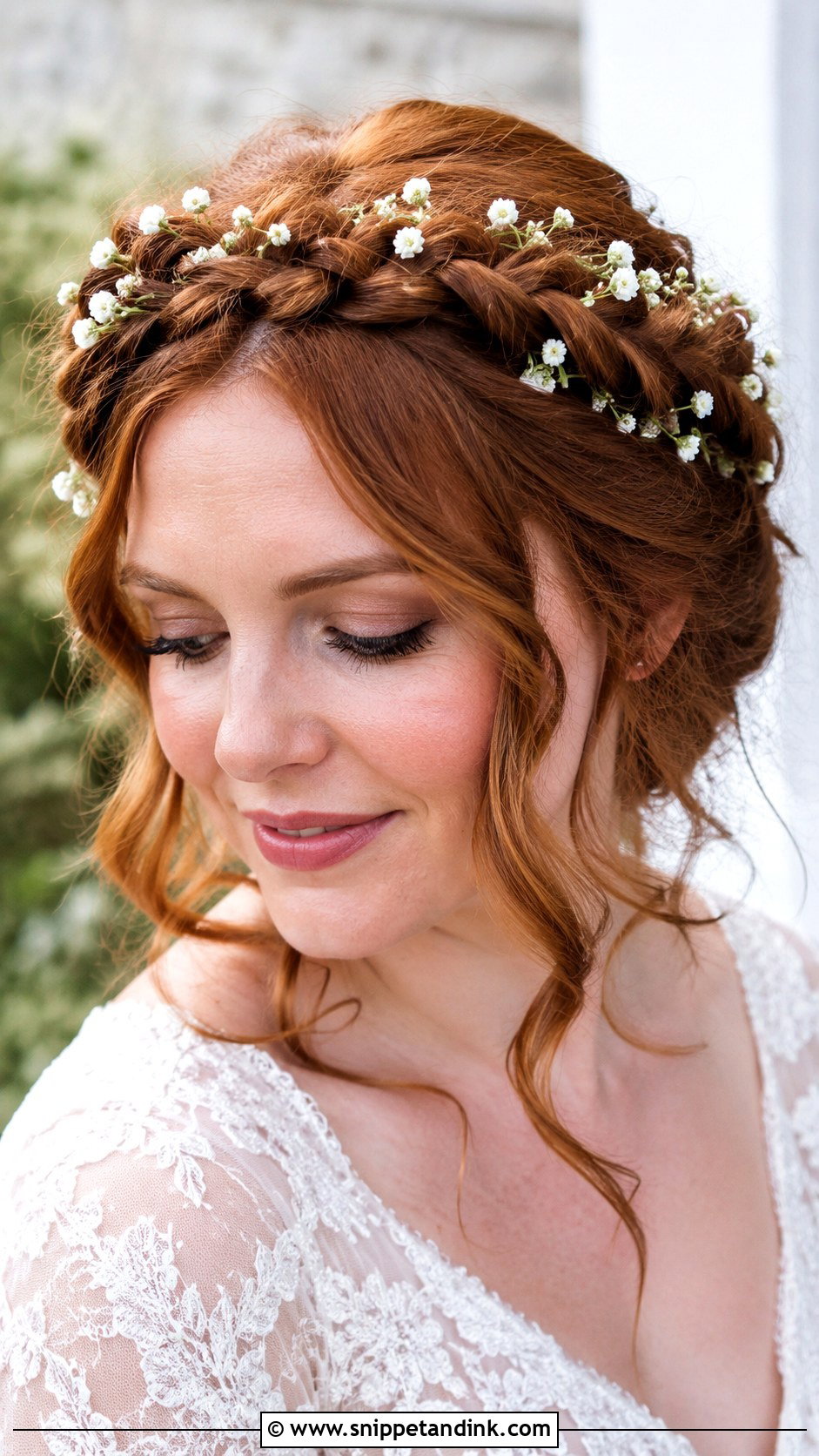 Baby Breath Braided Crown Wedding Hair - Snippet and Ink - 15 Wedding Hair with Baby Breath Ideas