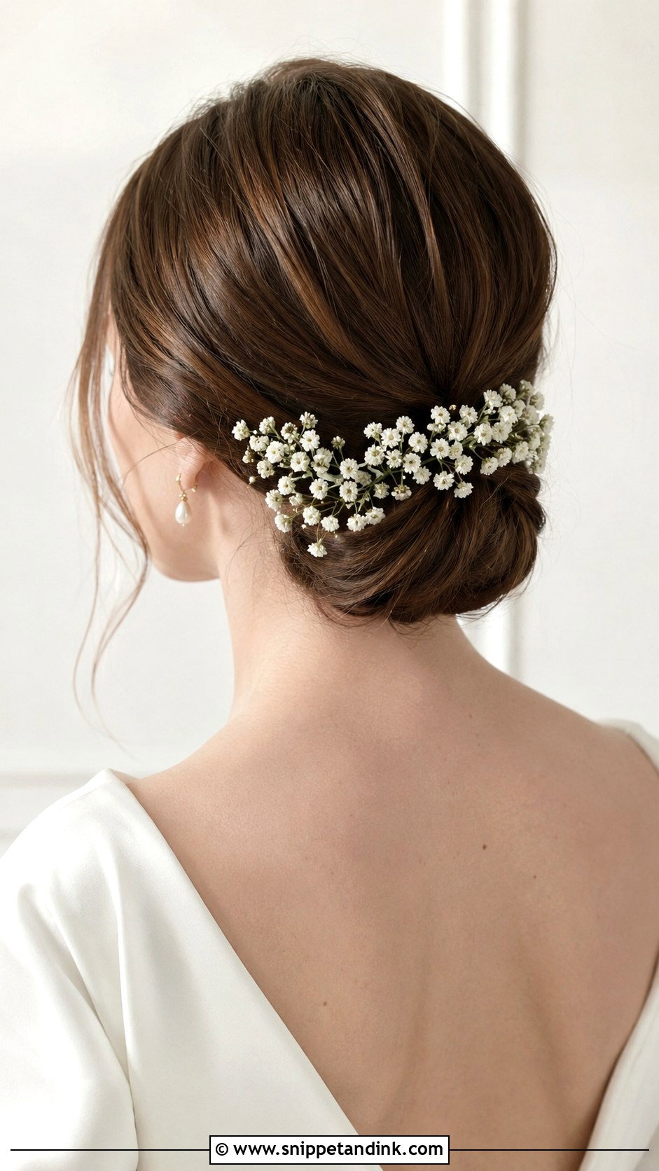 Baby Breath Chignon Wedding Hair - Snippet and Ink - 15 Wedding Hair with Baby Breath Ideas