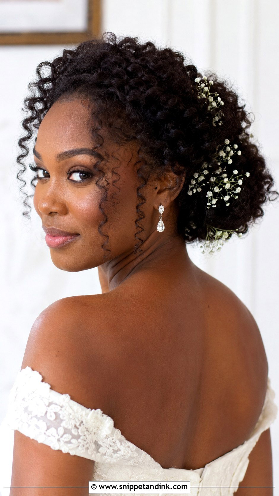 Baby Breath Curly Updo Wedding Hair - Snippet and Ink - 15 Wedding Hair with Baby Breath Ideas