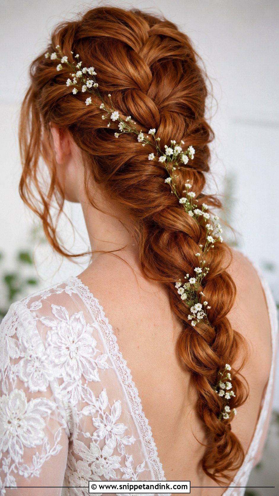 Baby Breath French Braid Wedding Hair - Snippet and Ink - 15 Wedding Hair with Baby Breath Ideas