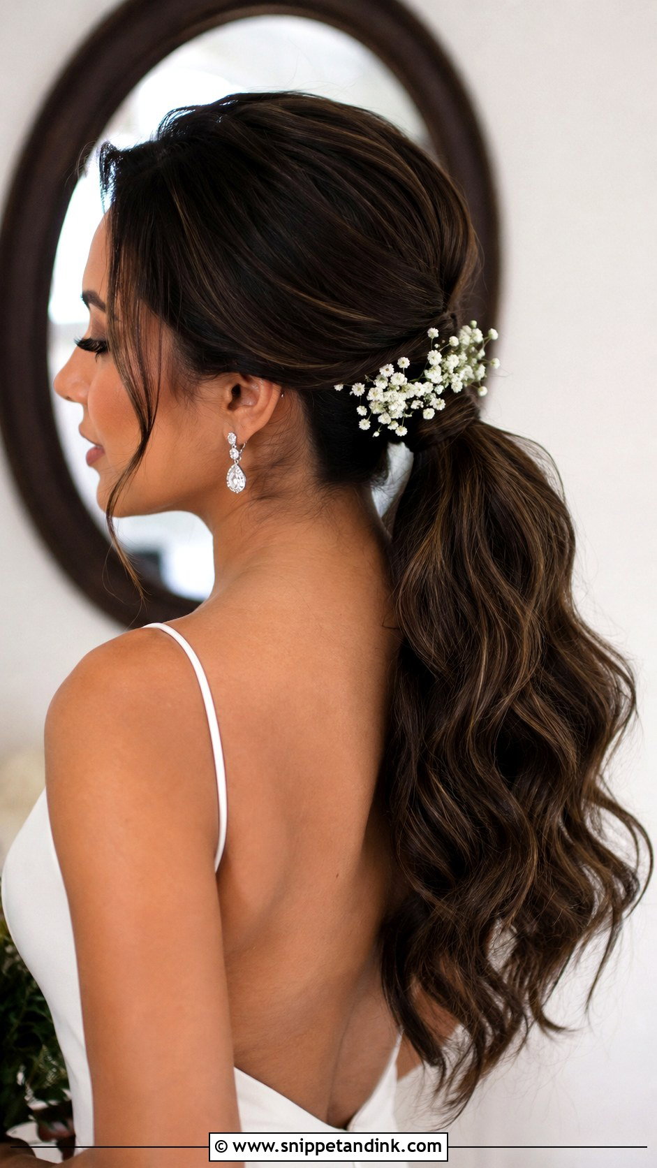 Baby Breath Ponytail Wedding Hair - Snippet and Ink - 15 Wedding Hair with Baby Breath Ideas