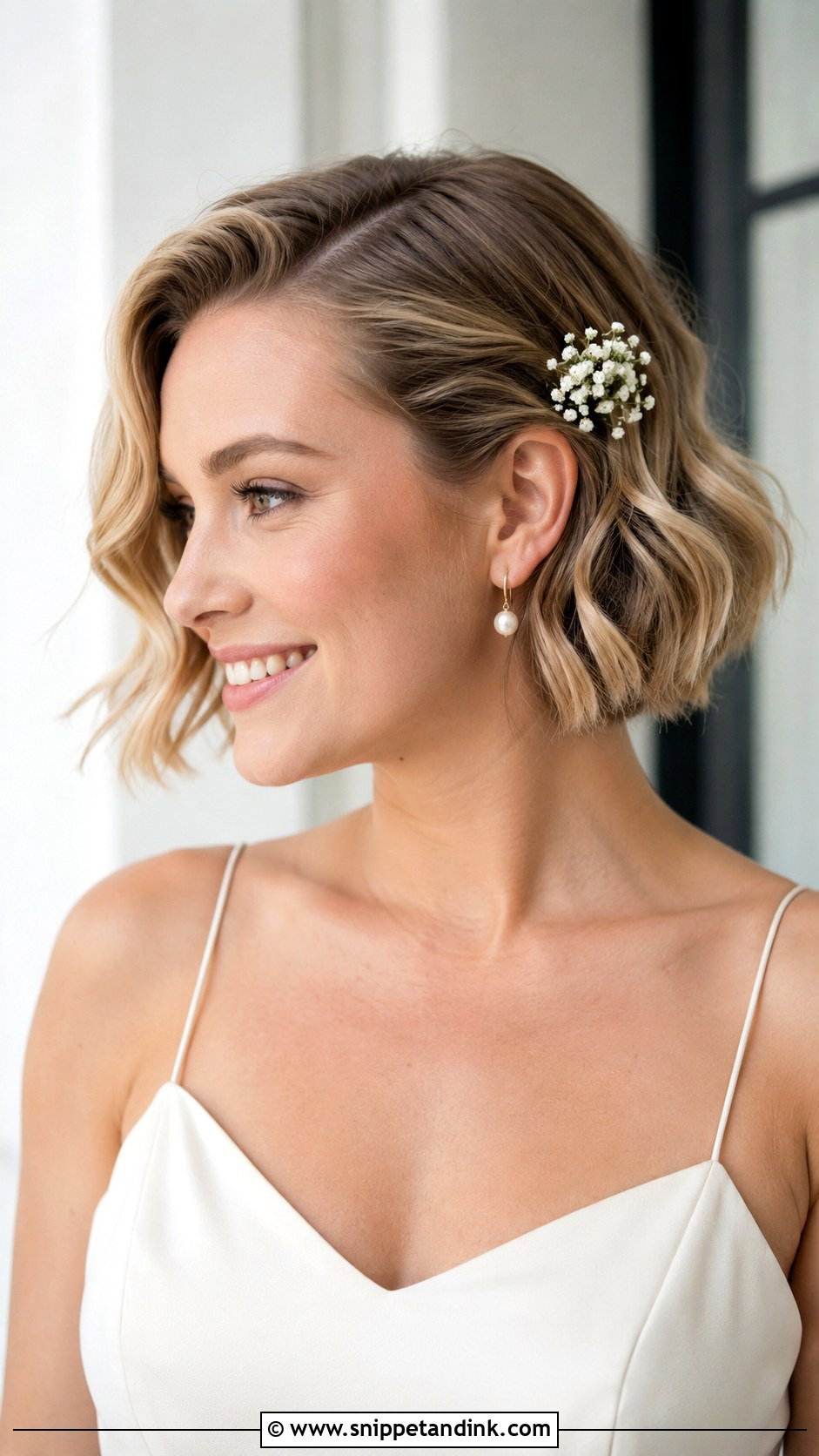Baby Breath Short Wedding Hair - Snippet and Ink - 15 Wedding Hair with Baby Breath Ideas