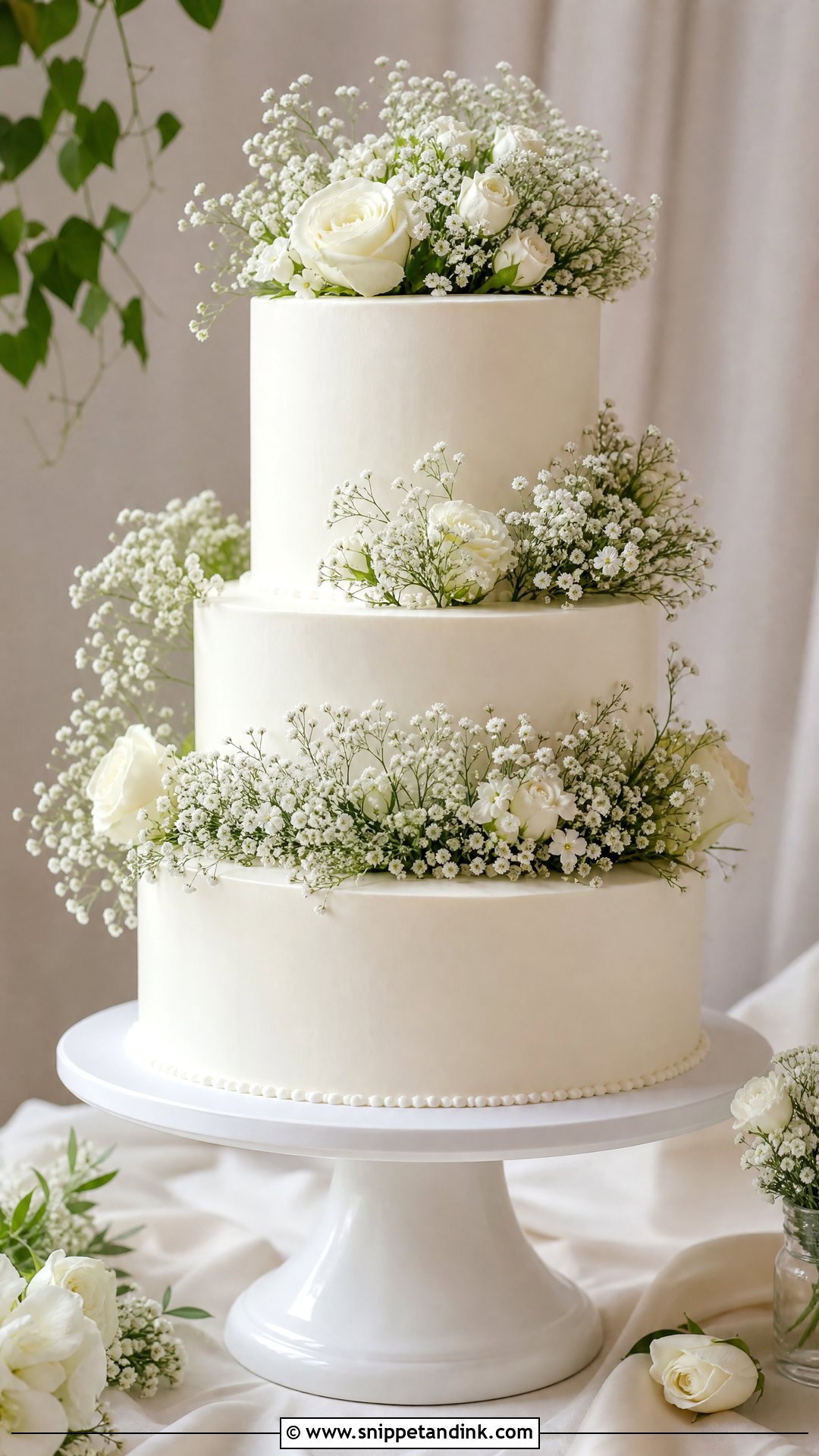 Baby Breath Wedding Cake - Snippet and Ink - 35 Cakes with Flowers for Wedding