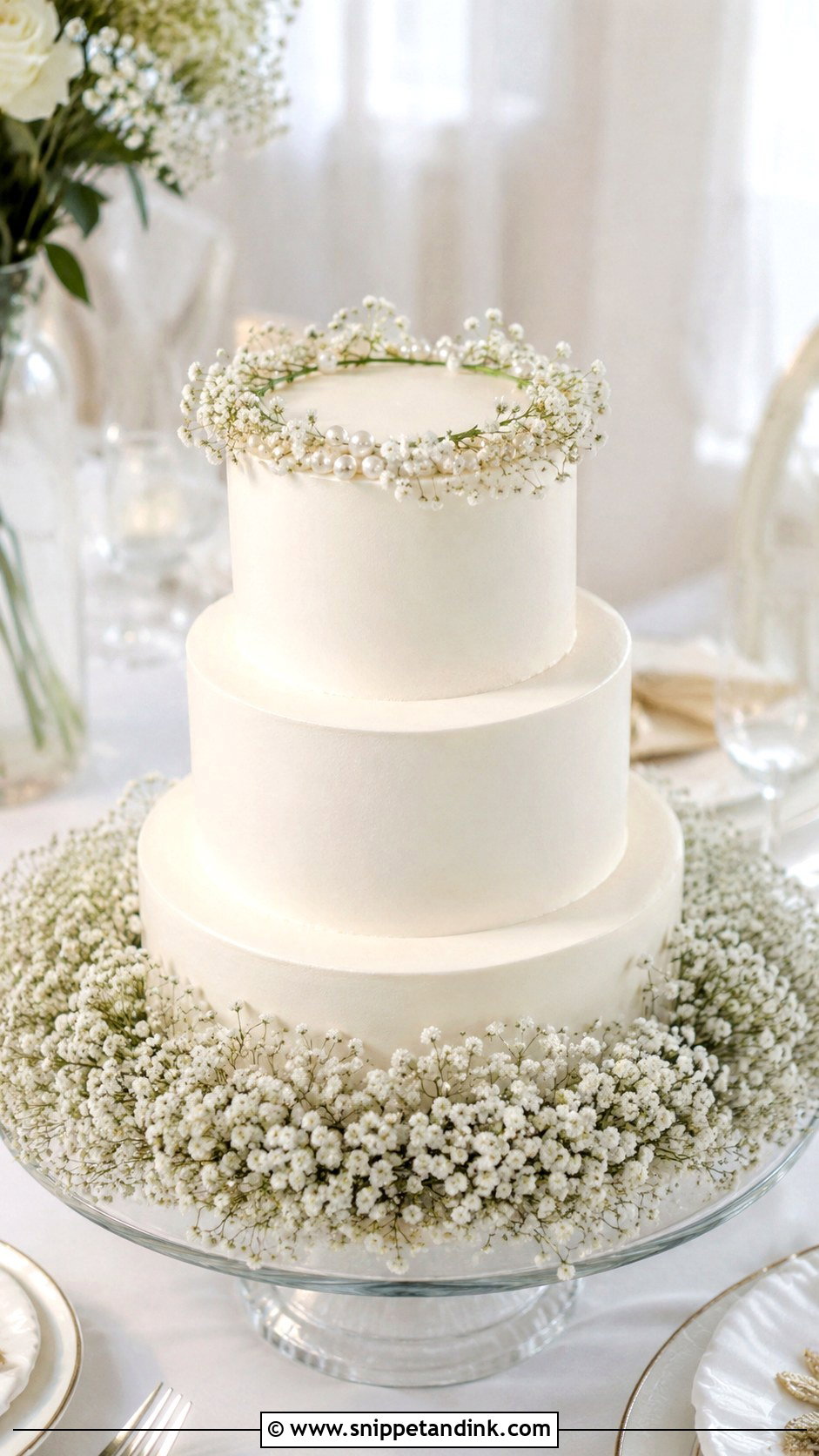 Baby Breath Wedding Cake - Snippet and Ink - 20 Flowers Around Cake Ideas for Wedding