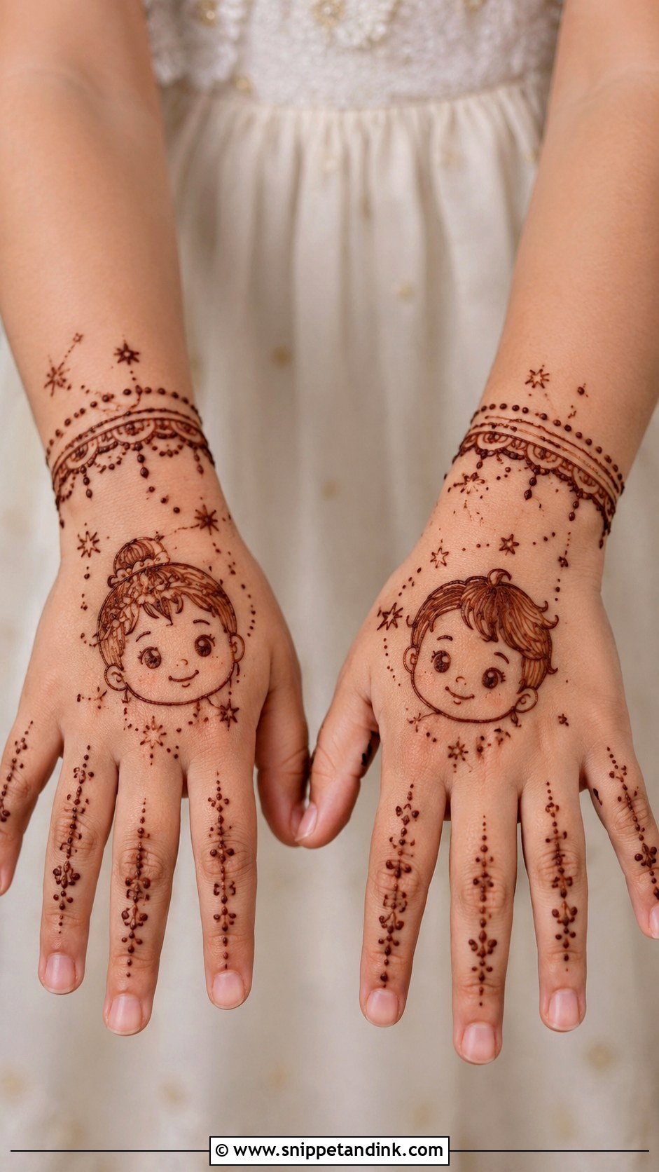 Baby Cartoon Mehndi Design - Snippet and Ink - 35 Baby Mehndi Design Ideas