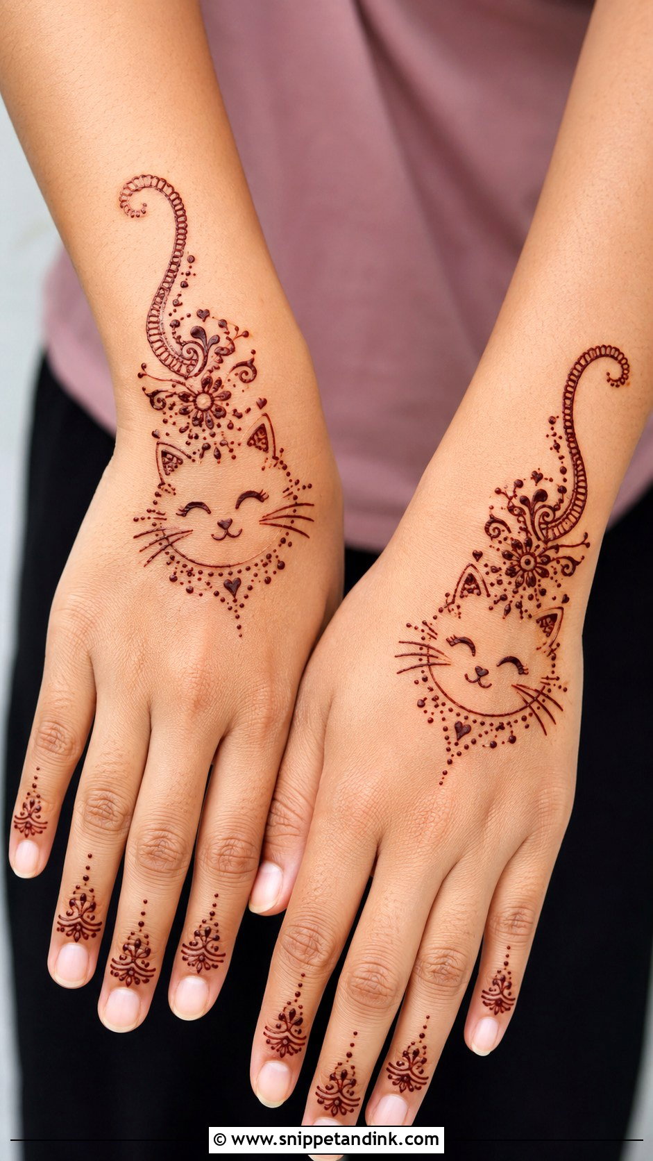 Baby Cat Mehndi Design - Snippet and Ink - 35 Baby Mehndi Design Ideas
