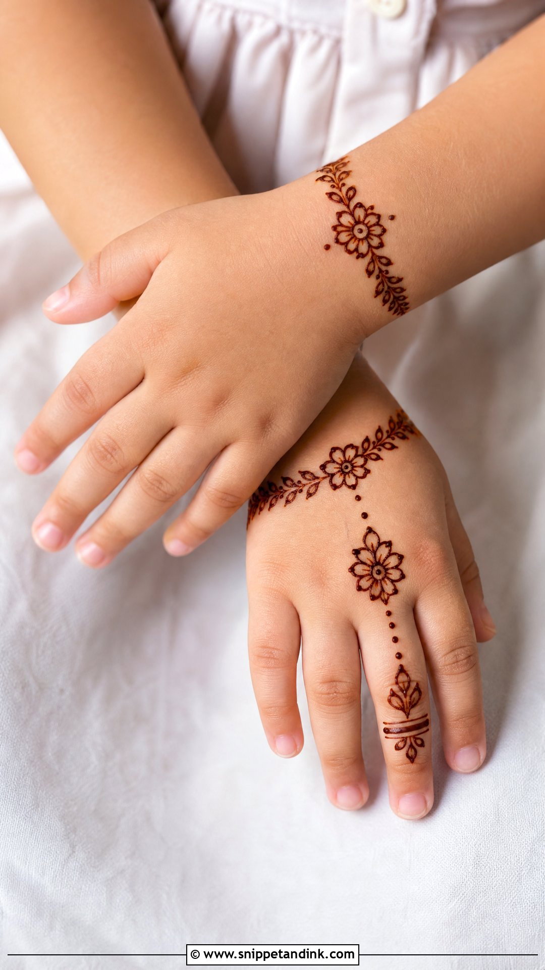 Baby Girl Flower Bracelet Mehndi Design - Snippet and Ink - 30 Baby Girl Mehndi Design Ideas