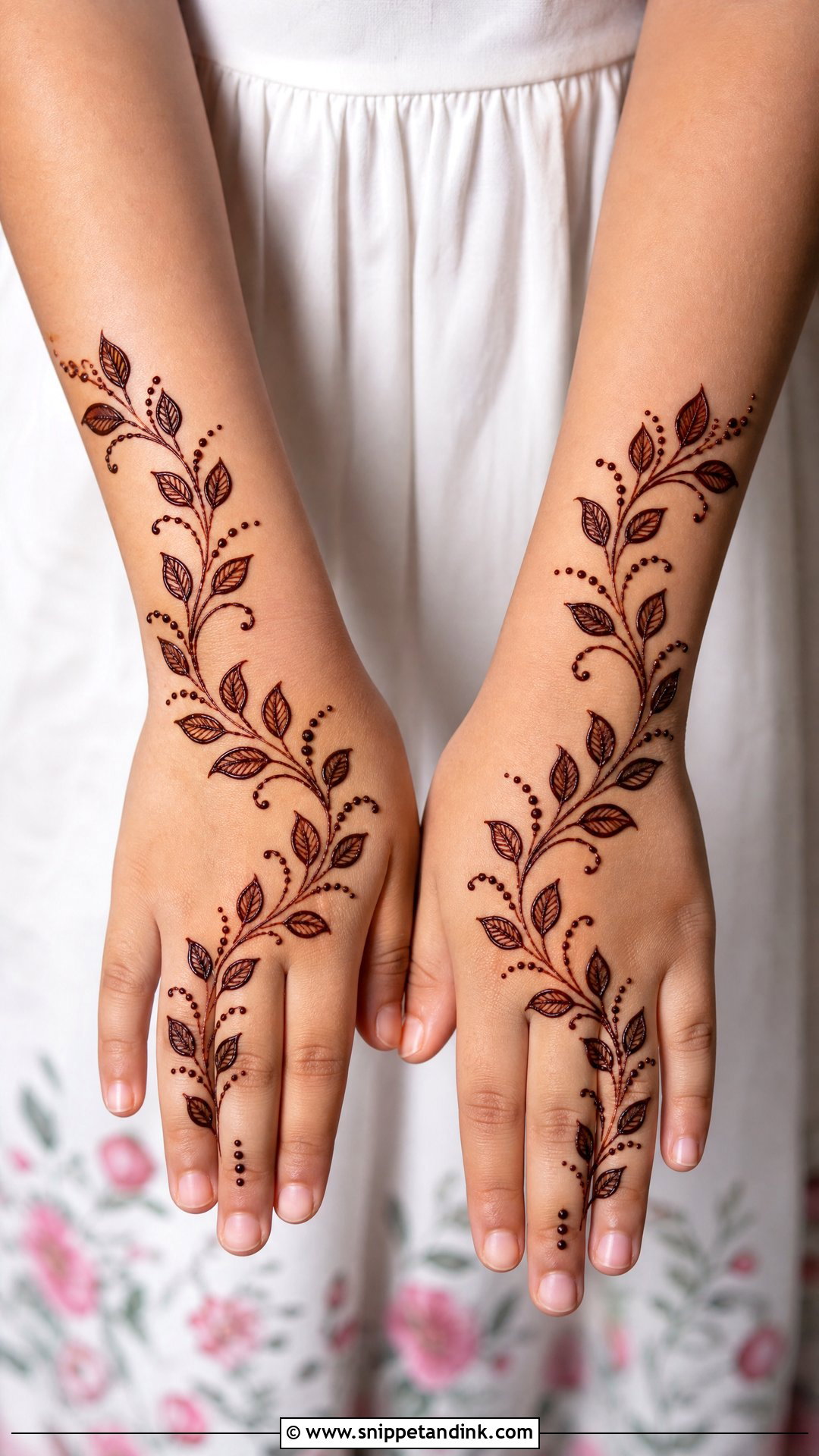 Baby Girl Leaf Vine Mehndi Design - Snippet and Ink - 30 Baby Girl Mehndi Design Ideas