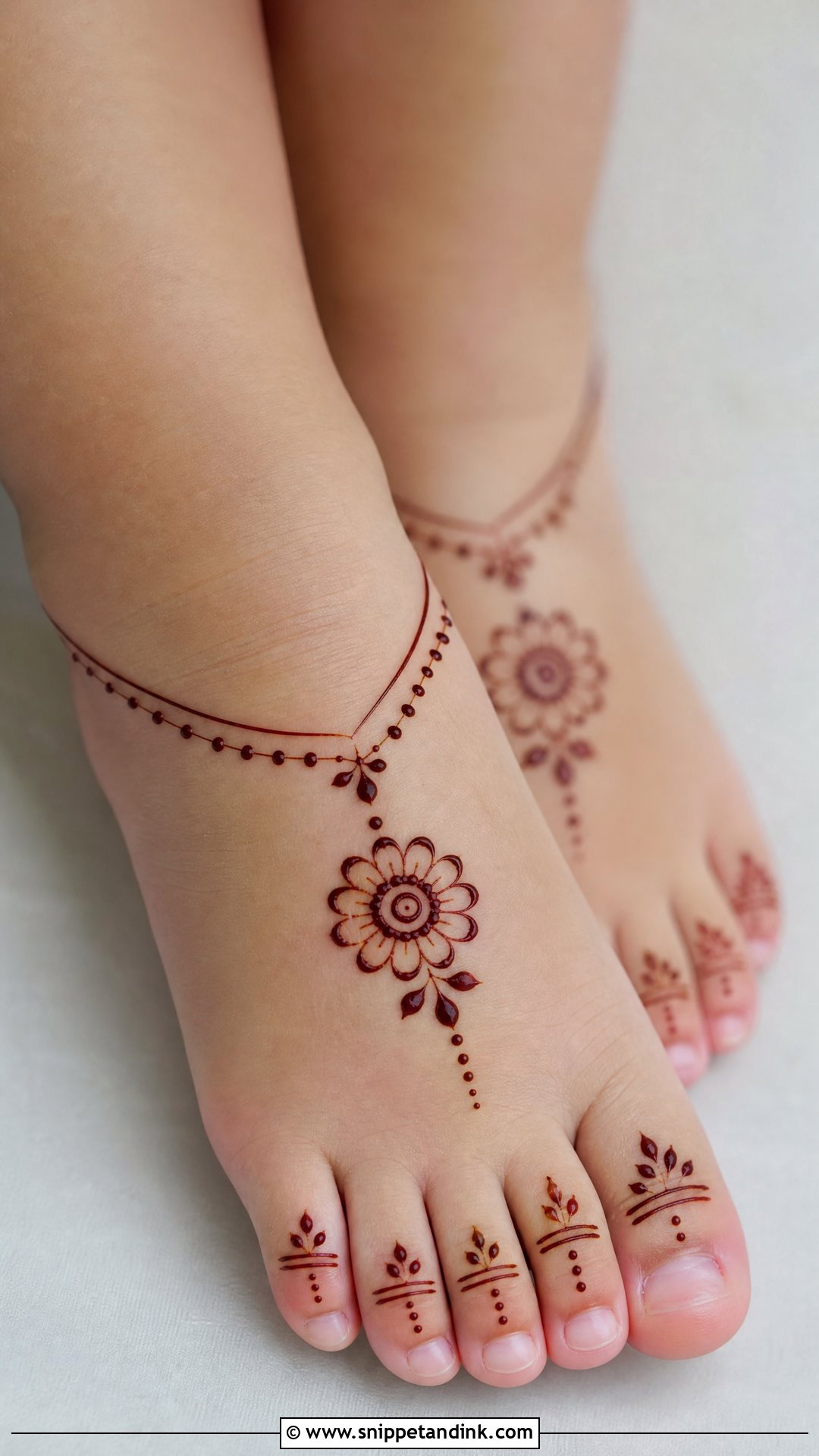Baby Girl Simple Feet Mehndi Design - Snippet and Ink - 30 Baby Girl Mehndi Design Ideas