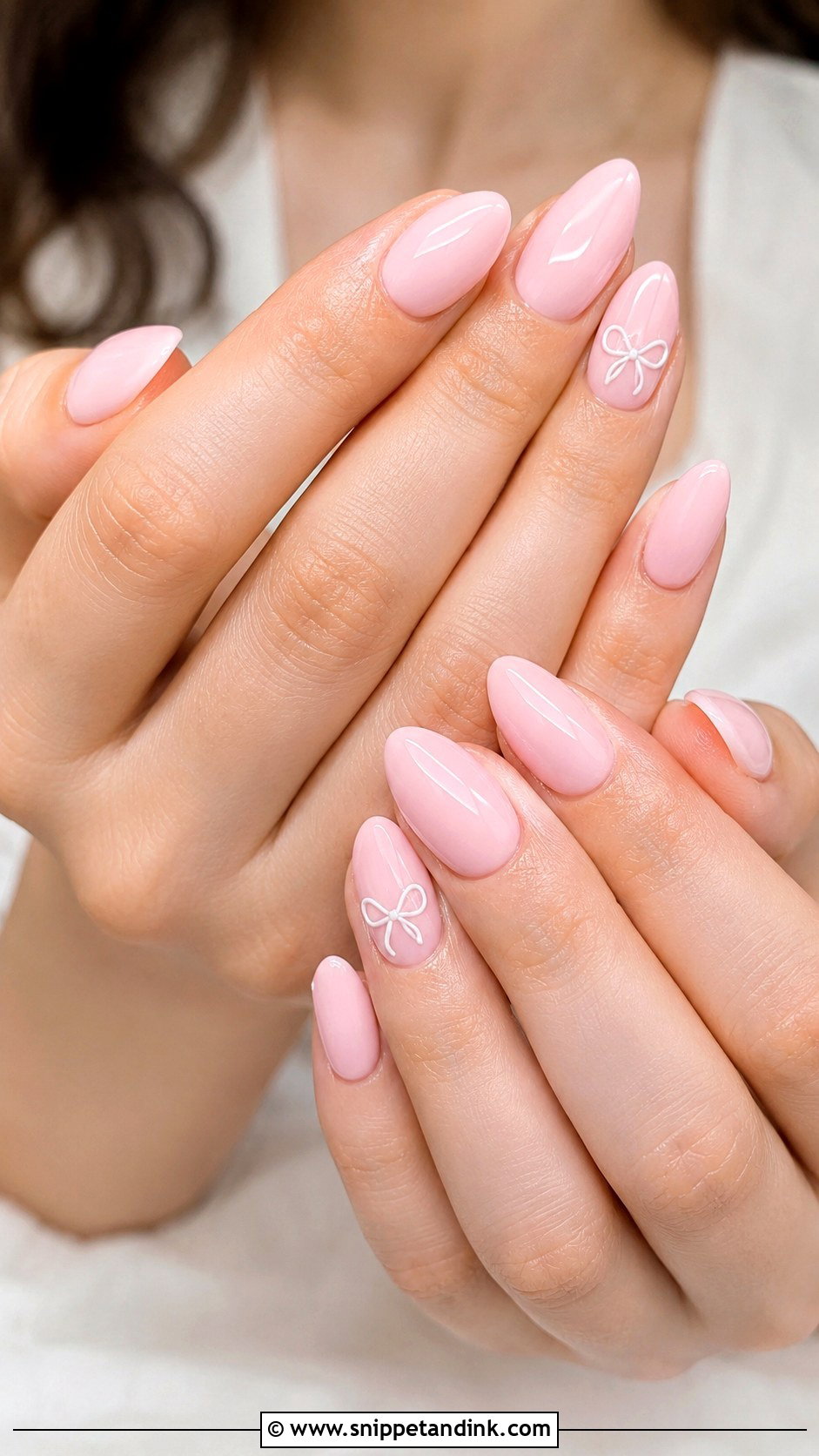 Baby Pink Bow Wedding Nails - Snippet and Ink - 20 Baby Pink Wedding Nails