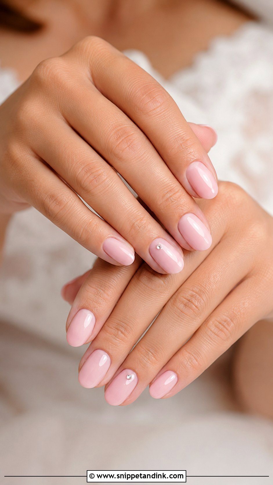 Baby Pink Bridal Nails - Snippet and Ink - 20 Cute Bridal Nails