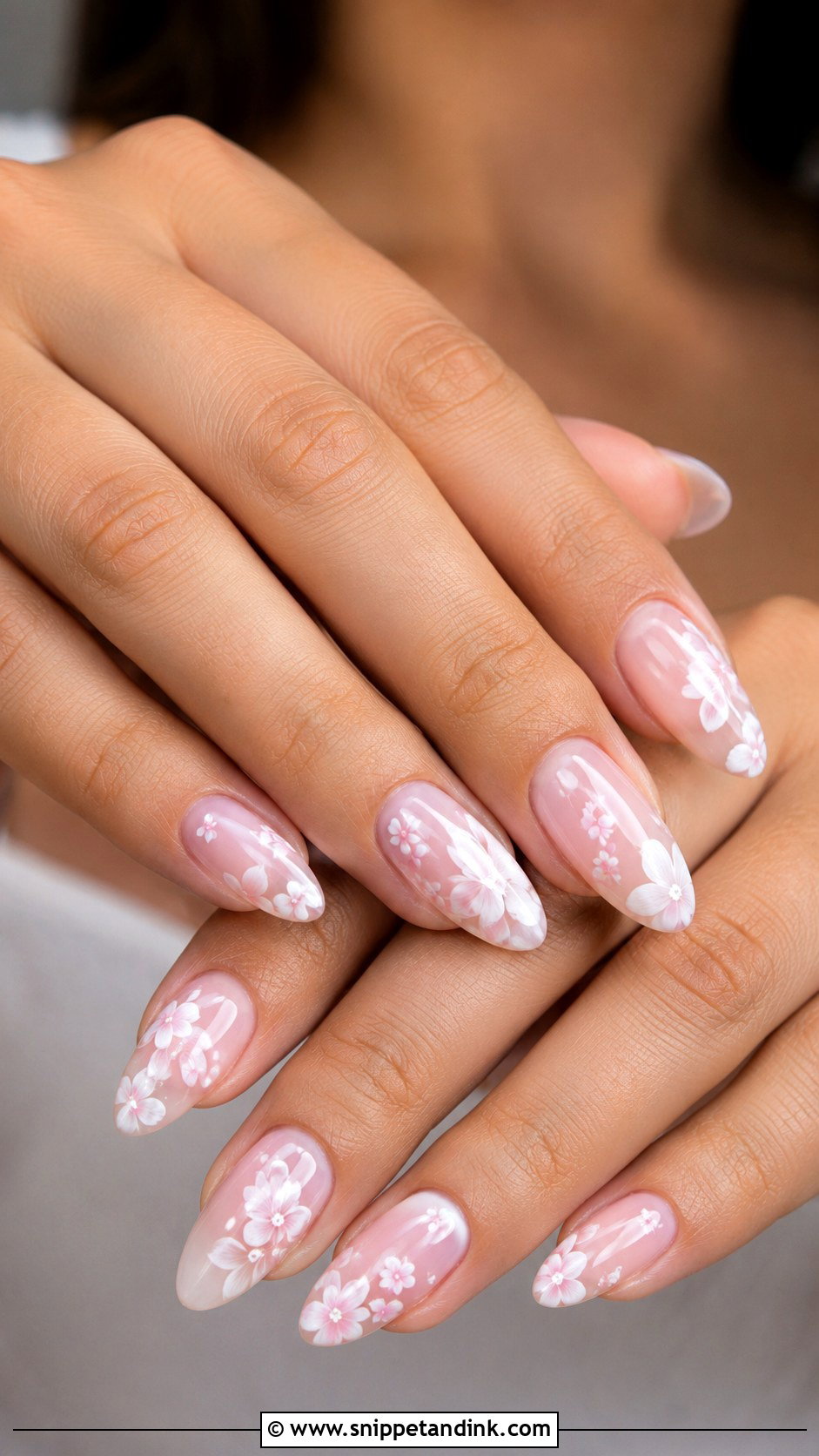 Baby Pink Floral Wedding Nails - Snippet and Ink - 20 Baby Pink Wedding Nails