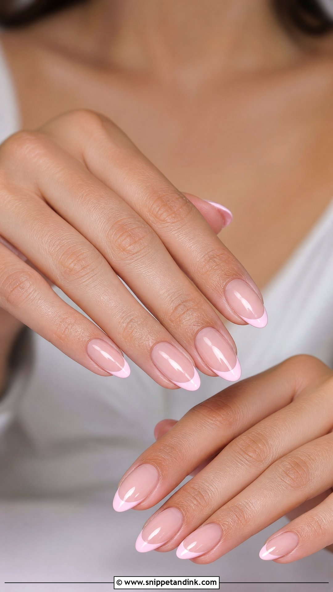 Baby Pink French Tip Bridesmaid Nails - Snippet and Ink - 35 Bridesmaid Nails