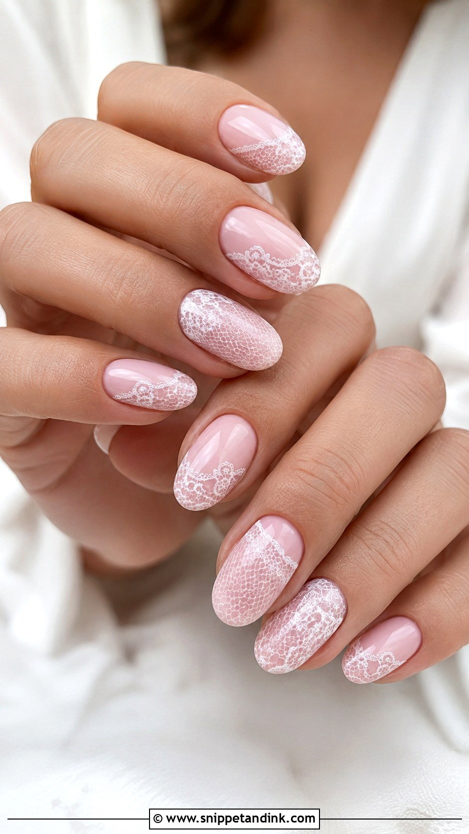 Baby Pink Lace Wedding Nails - Snippet and Ink - 20 Baby Pink Wedding Nails
