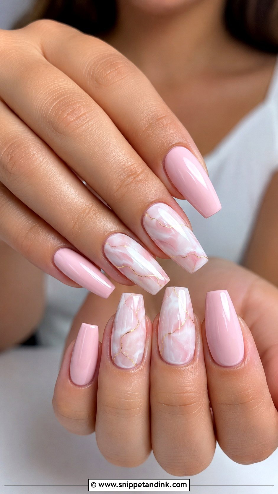 Baby Pink Marble Wedding Nails - Snippet and Ink - 20 Baby Pink Wedding Nails