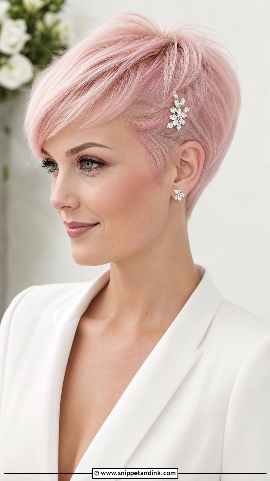 Baby Pink Pixie Cut - Snippet and Ink - 20 Pink Hair Wedding Ideas