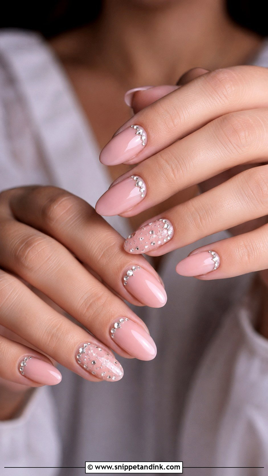 Baby Pink Rhinestone Wedding Nails - Snippet and Ink - 20 Baby Pink Wedding Nails